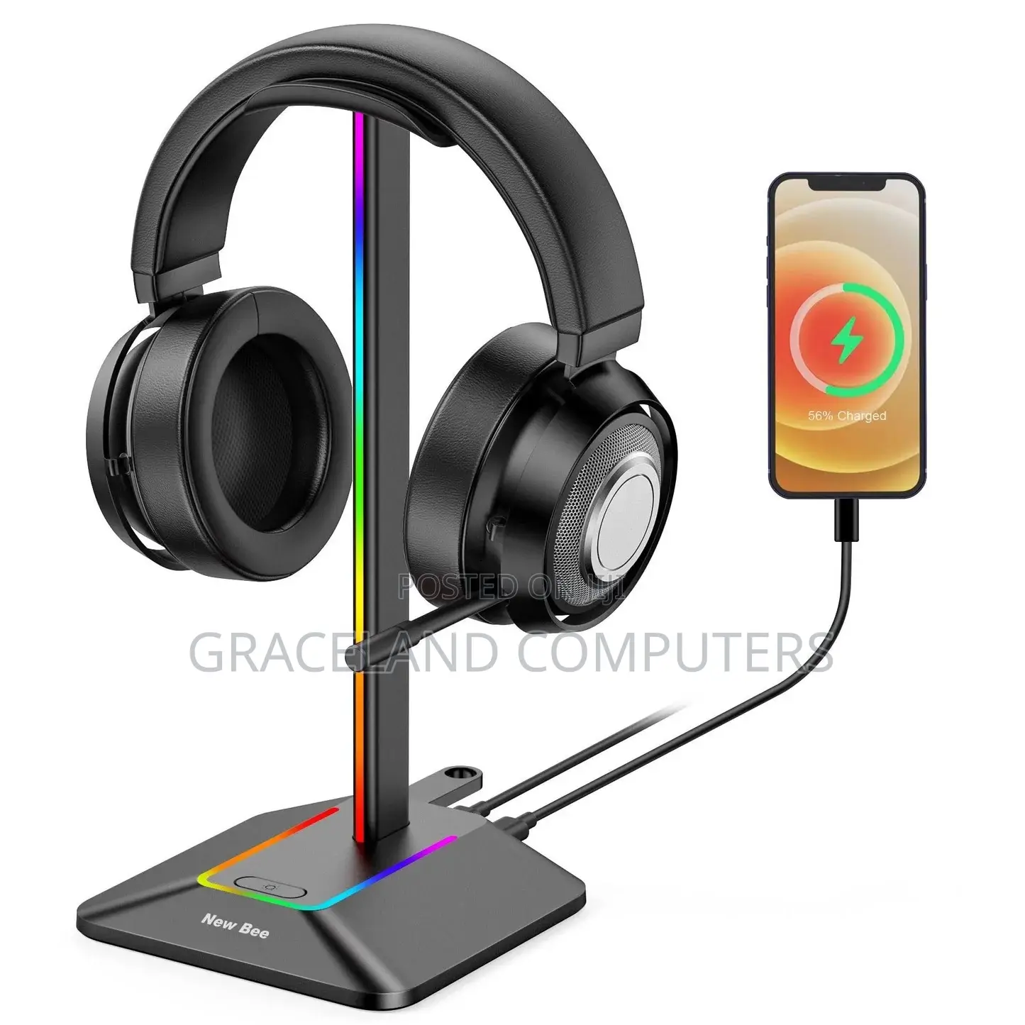 New Bee Z8 RGB Headphone Stand (Suitable for Gaming Setup)