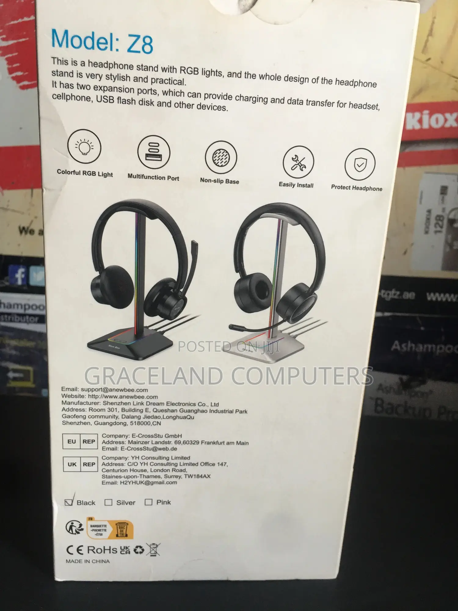 New Bee Z8 RGB Headphone Stand (Suitable for Gaming Setup)