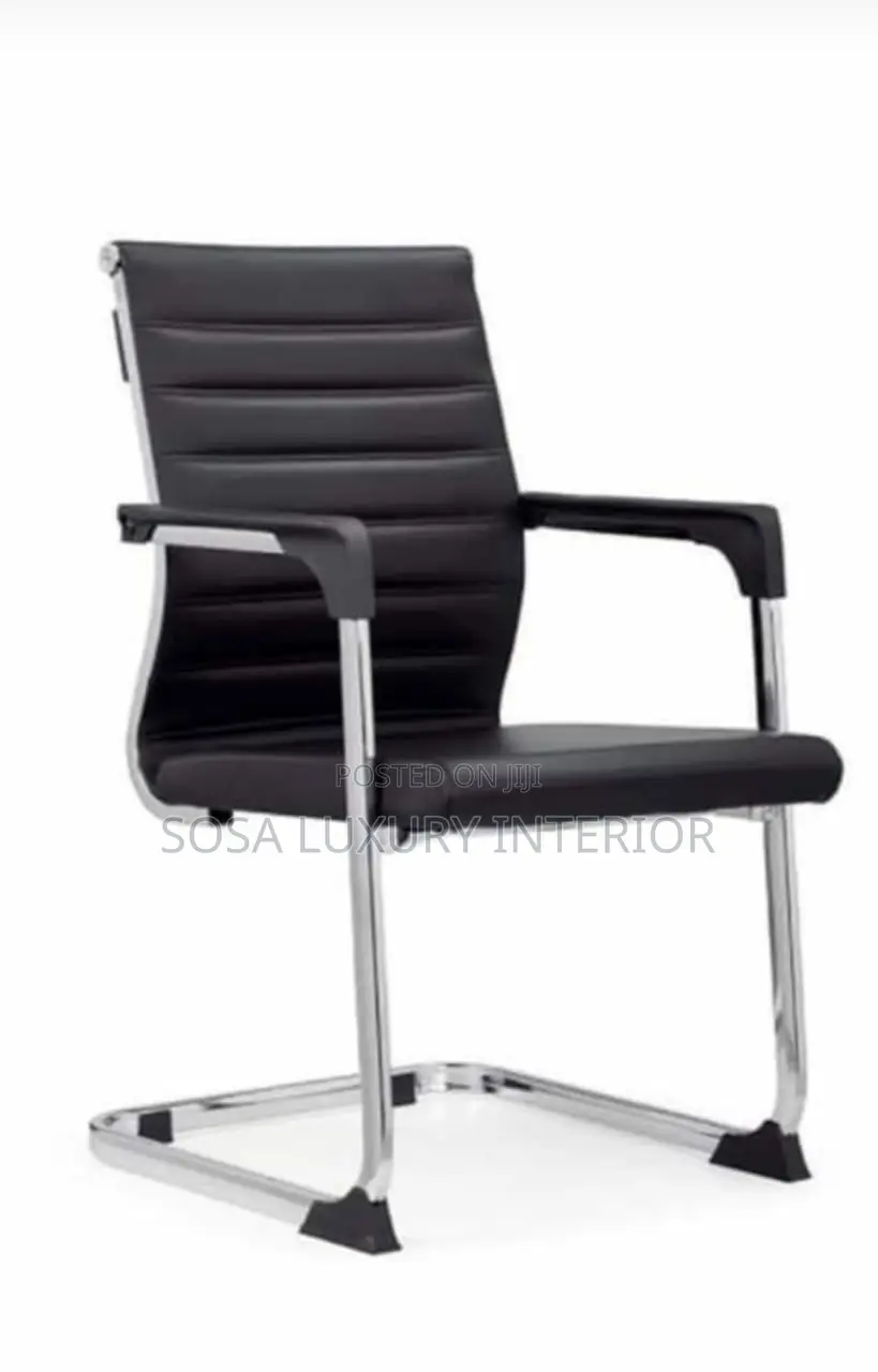 Modern Black Executive Visitor Chair With Chrome Base