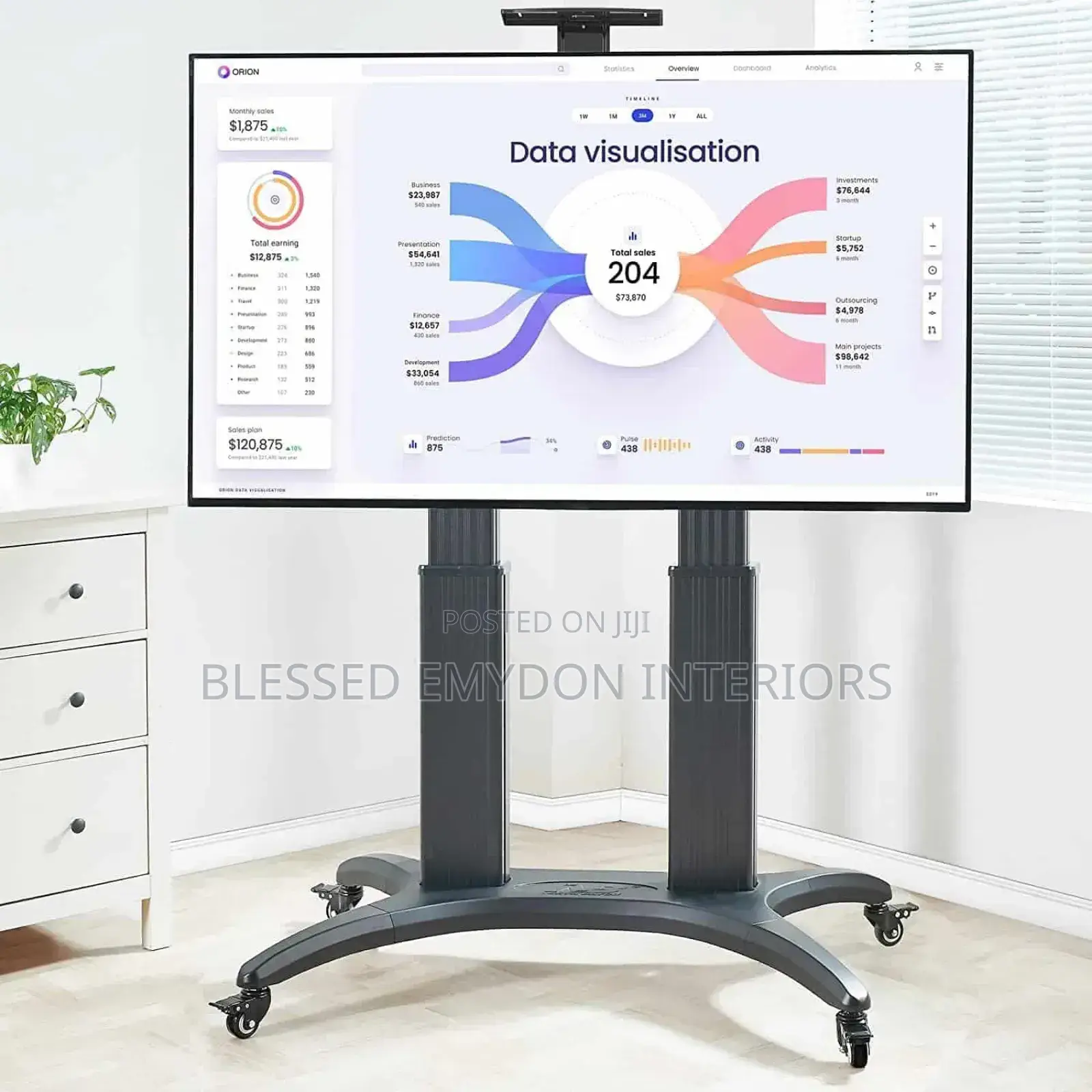 Mobile Tv Cart Stand With Wheels for 65′′-100′′ Tv’S (Avf1800-70-1p)