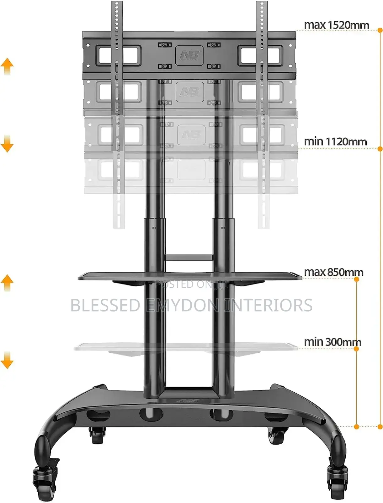 Mobile Tv Cart Stand With Wheels for 32′′-75′′ Tv’S(Ava1500-60-1p)