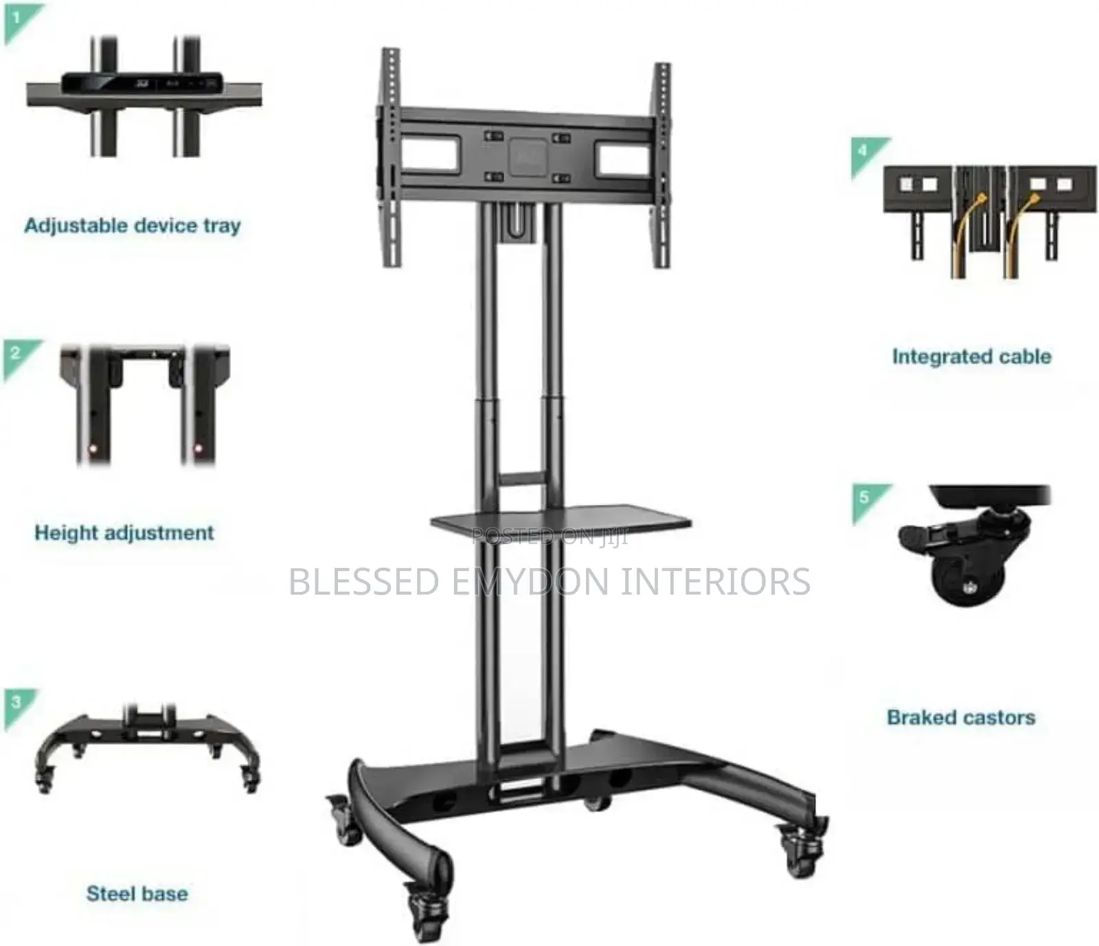 Mobile Tv Cart Stand With Wheels for 32′′-75′′ Tv’S(Ava1500-60-1p)