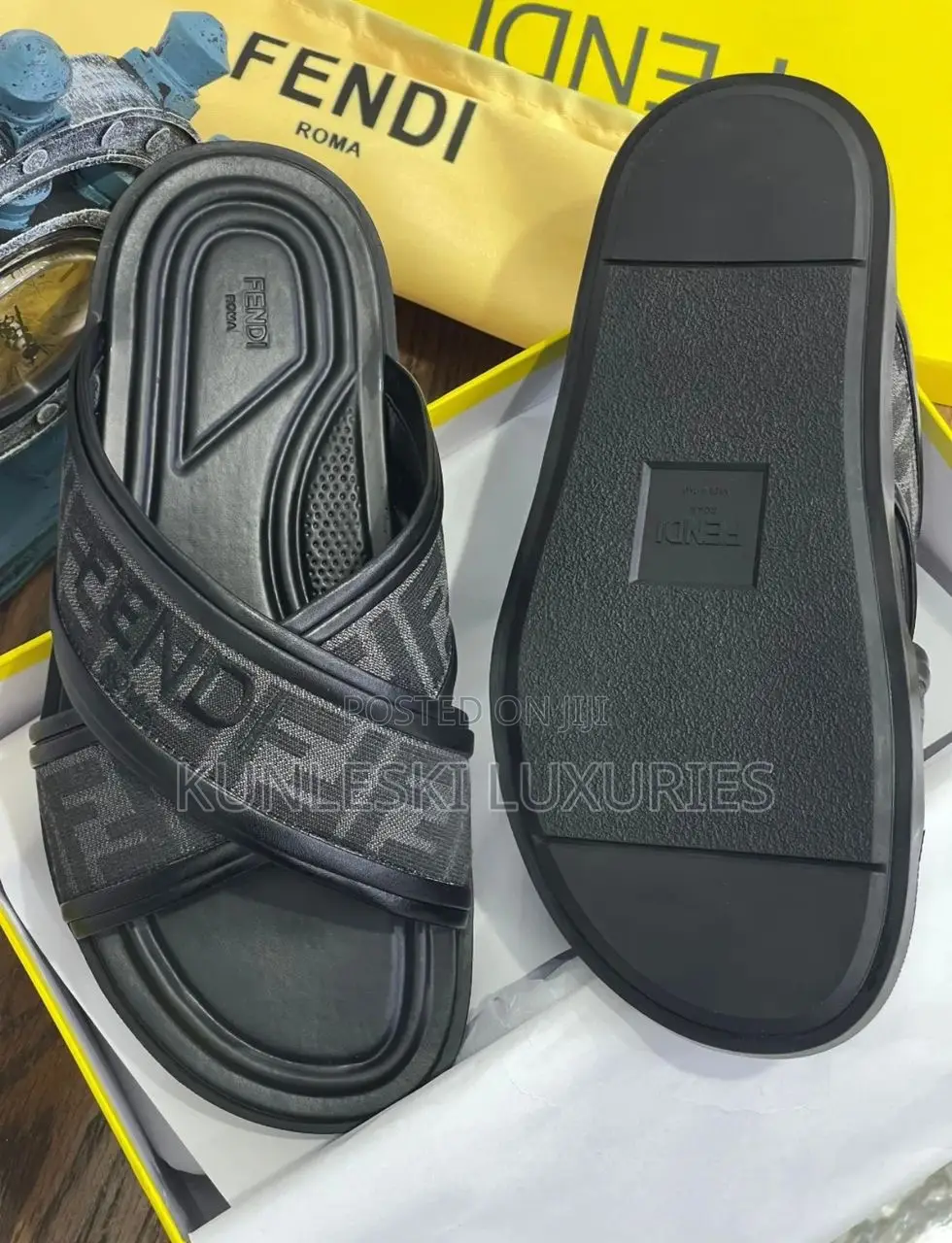 Original Fendi Ff-Jacquard Slippers