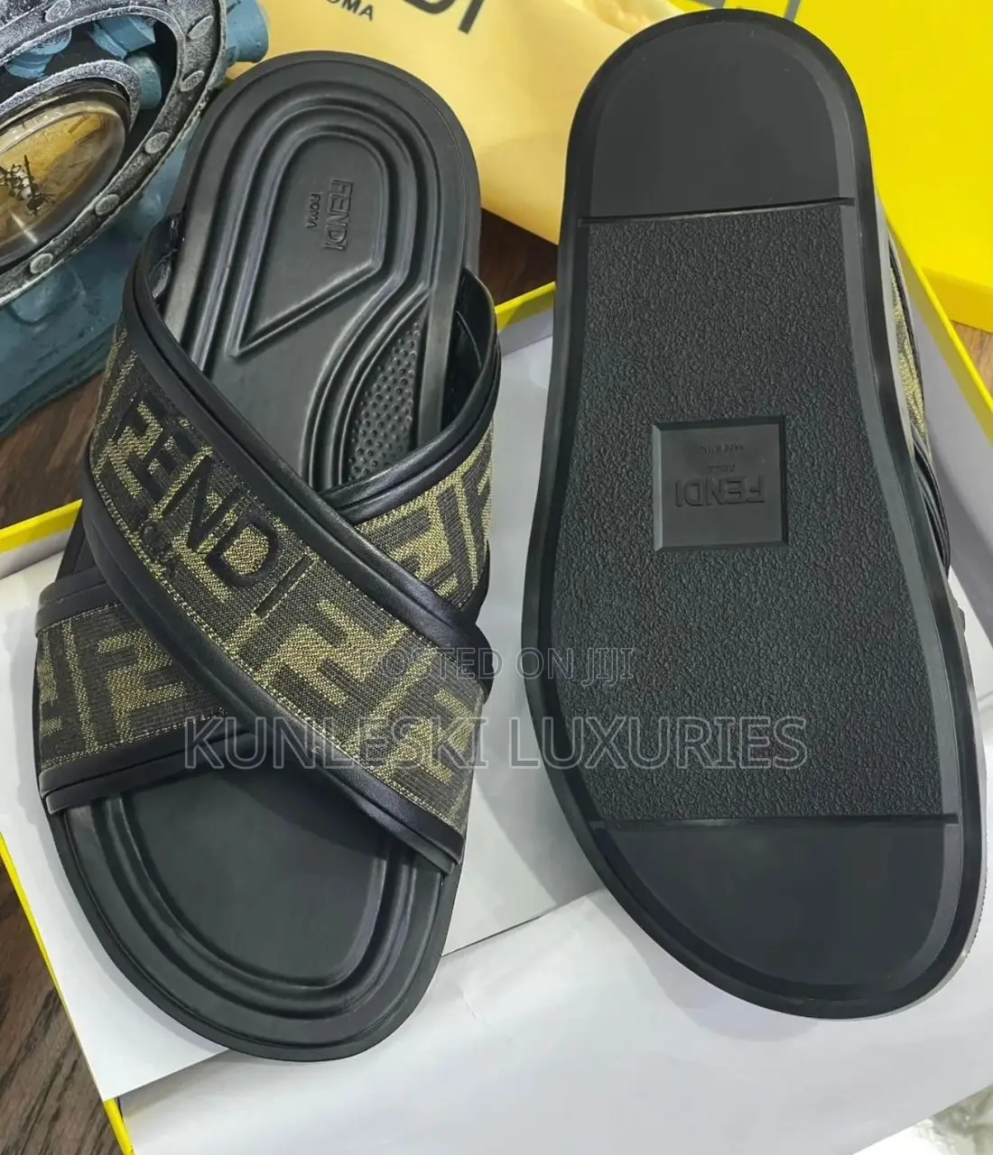 Original Fendi Ff-Jacquard Slippers