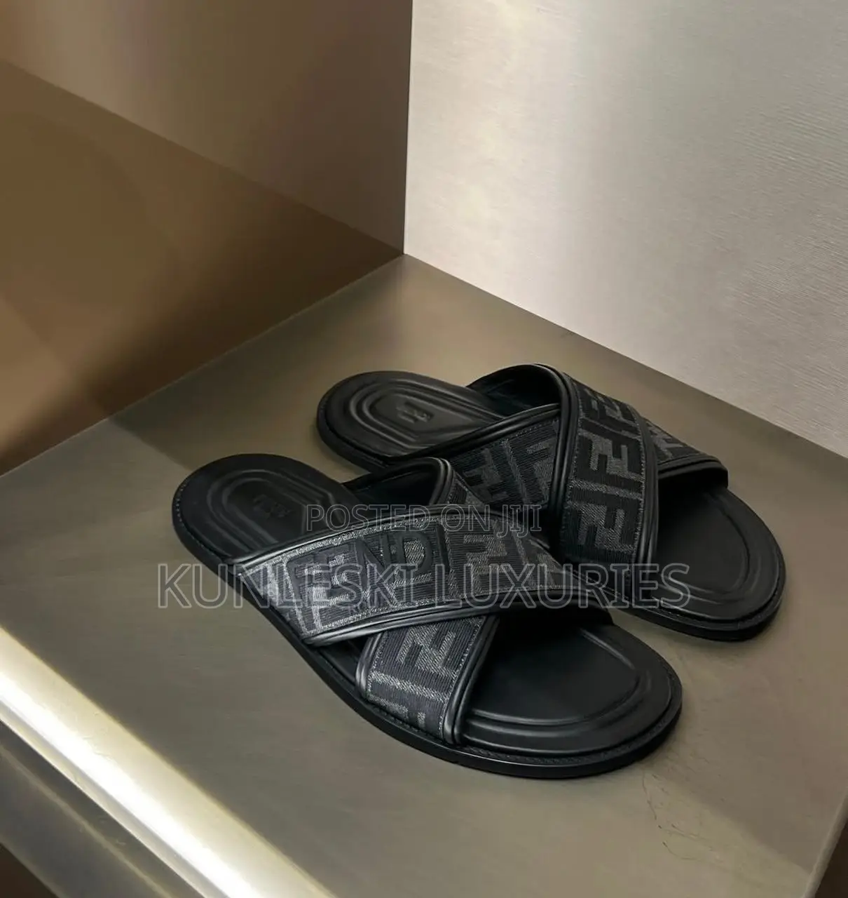 Original Fendi Ff-Jacquard Slippers