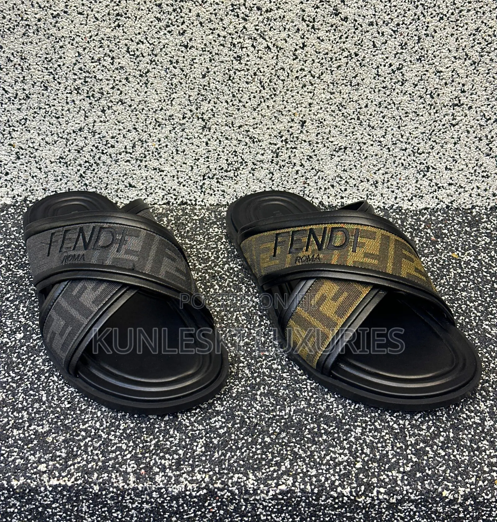 Original Fendi Ff-Jacquard Slippers