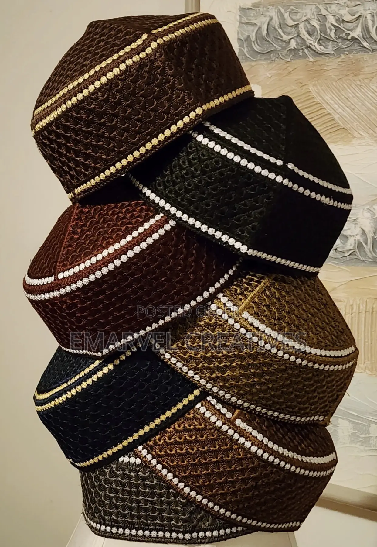 Embroidered Kufi Cap: Traditional Muslim Style, 22.5 Inch