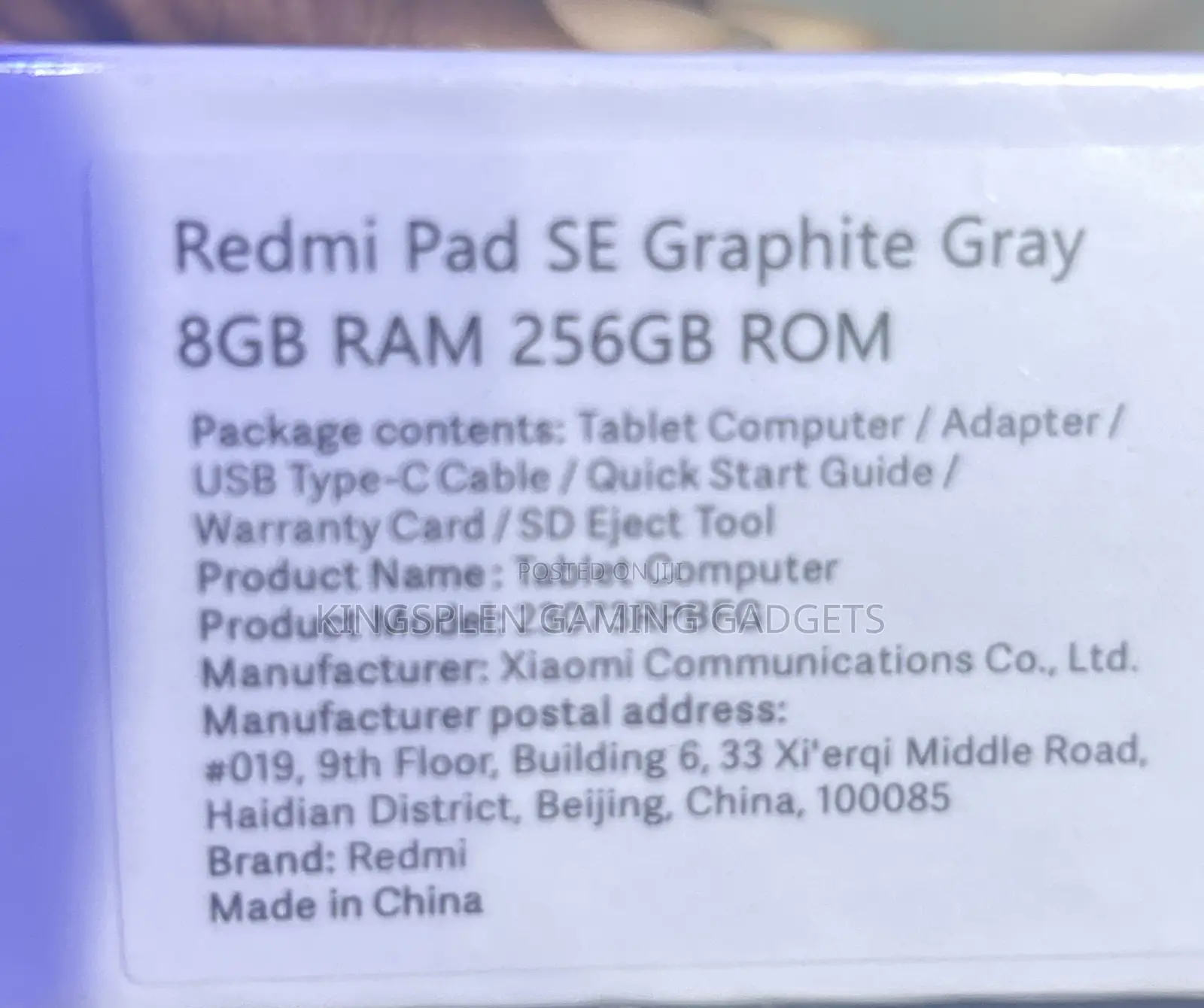 New Xiaomi Redmi Pad SE 8.7 256 GB Gray