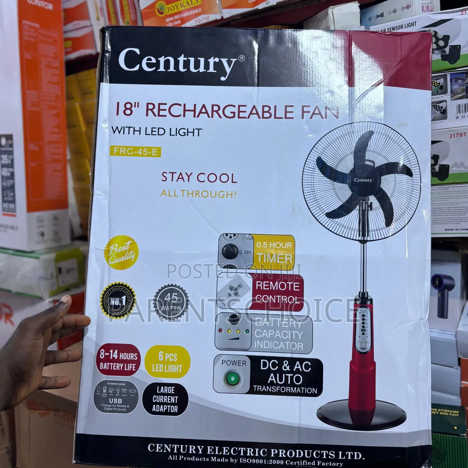 Century 18" Rechargeable Standing Fan
