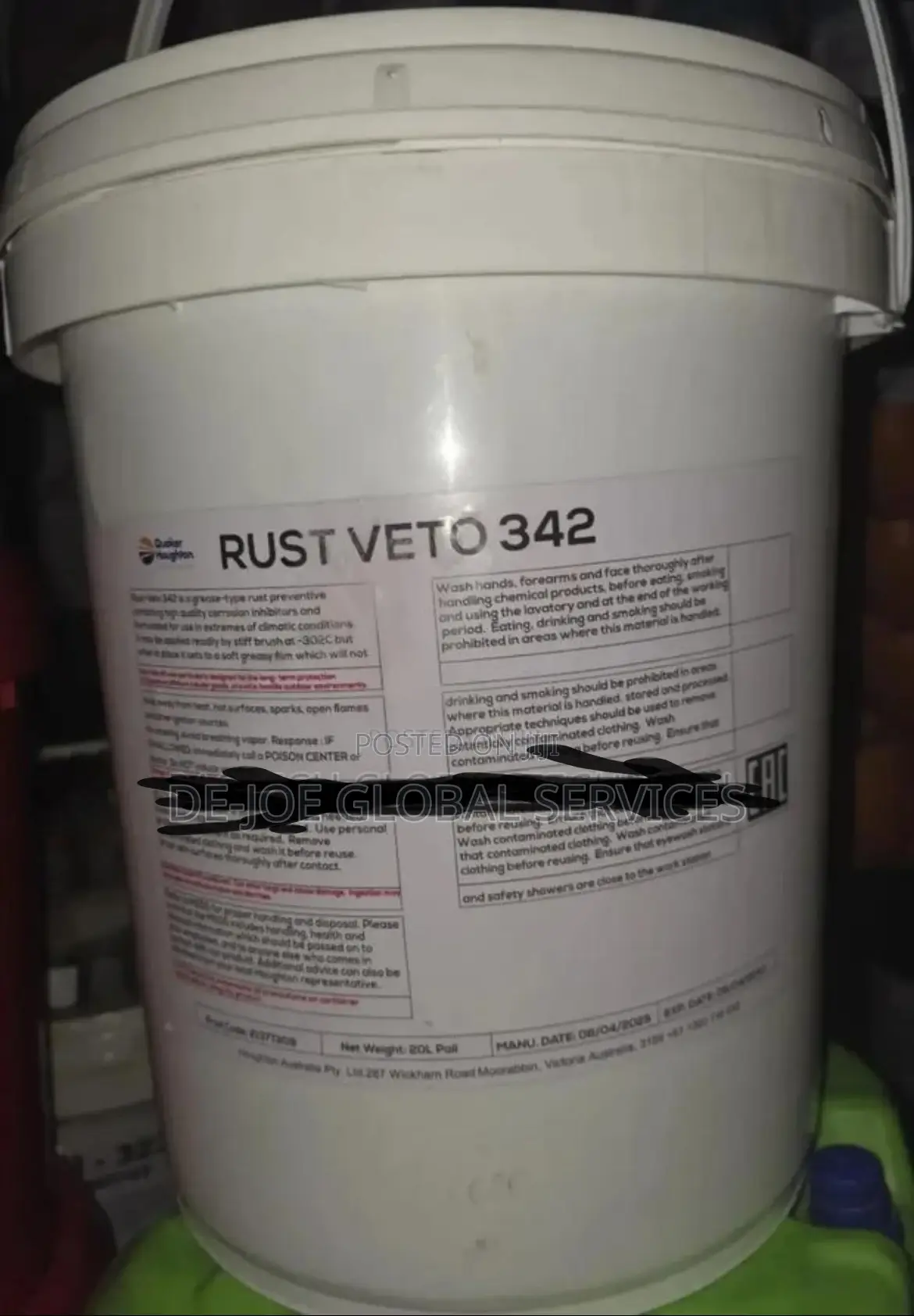20-Liter Pail of Quaker Houghton Rust Veto 342