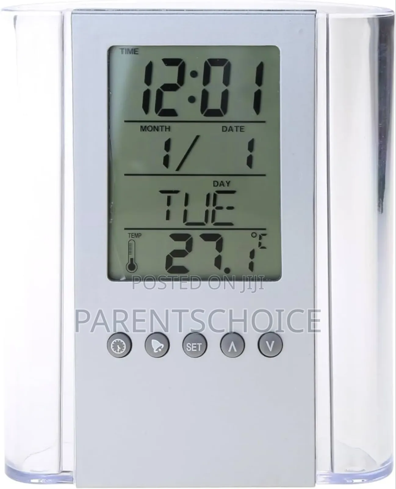 LCD Digital Alarm Clock Desk Pencil Pen Holder