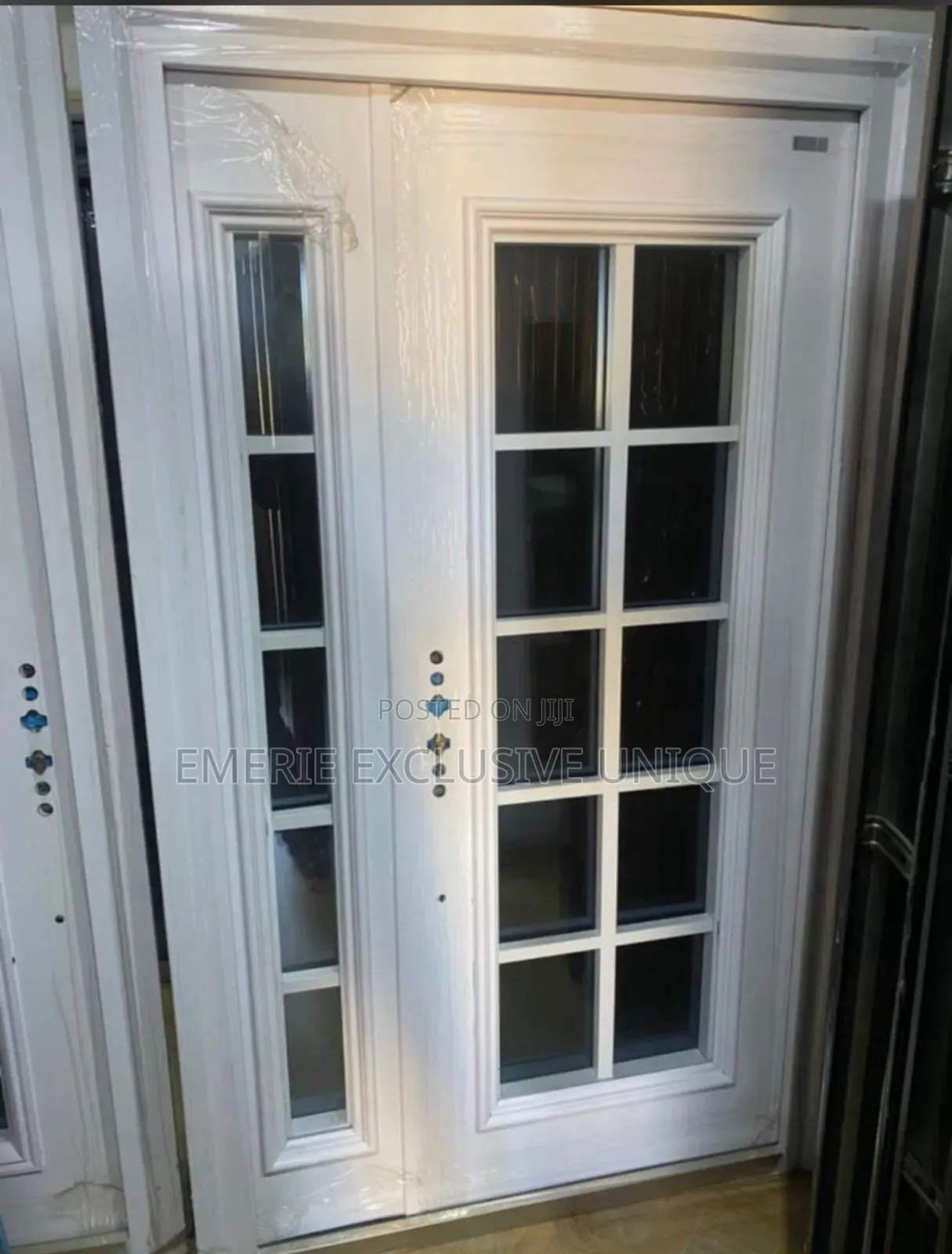4ft French White Glass Door Double Glass