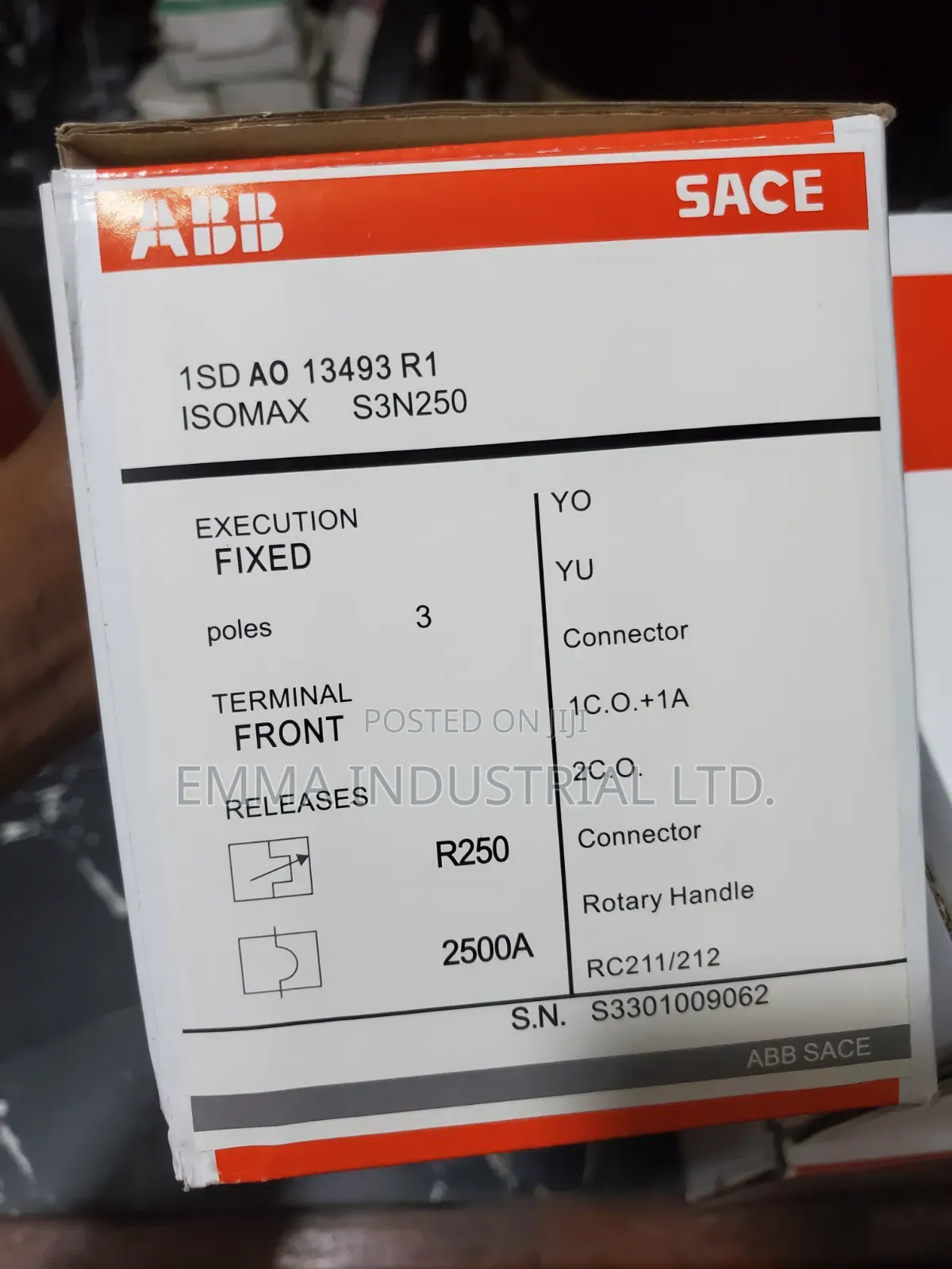 Abb Breaker 3pole 250amp