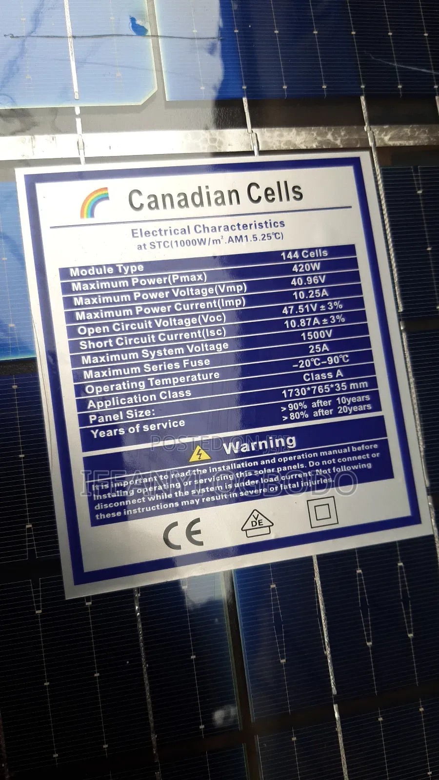 Canadian Solar Panel 420w 144cell