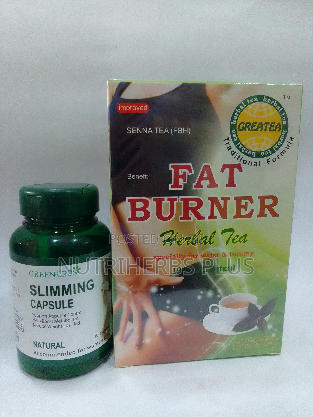 Greenherbs Slimming Capsules+ Greatea Fat Burner Tea: For Weight Loss