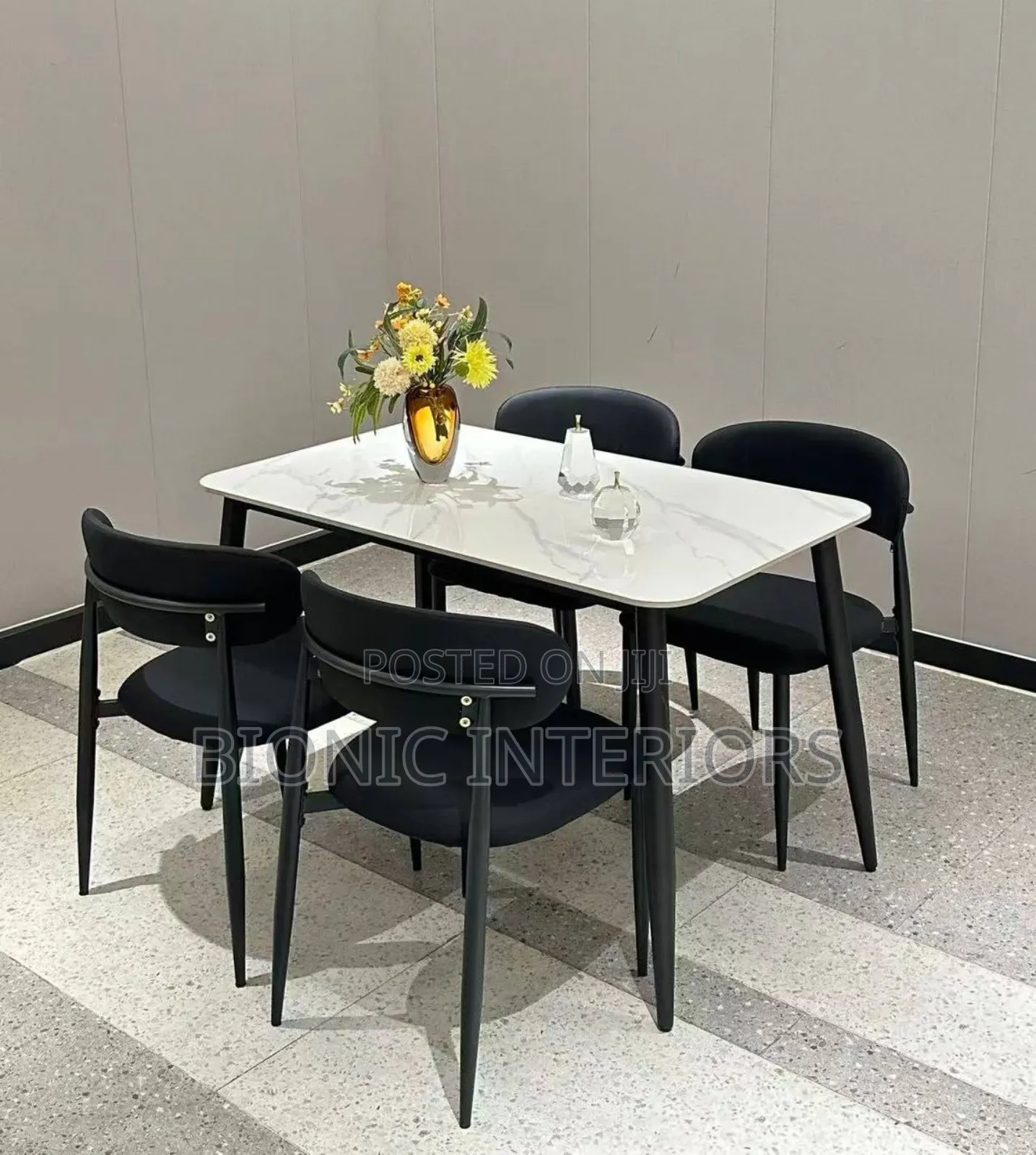 Modern Dining Table Set With 4 Seaters Marble