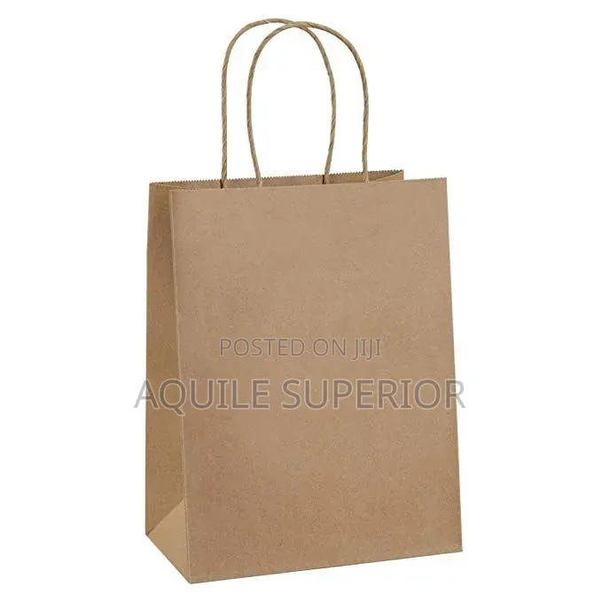 A4 Brown Kraft Paper Bags, 110gsm, Craft Handles, 8.5x5x11.5in - 50pcs