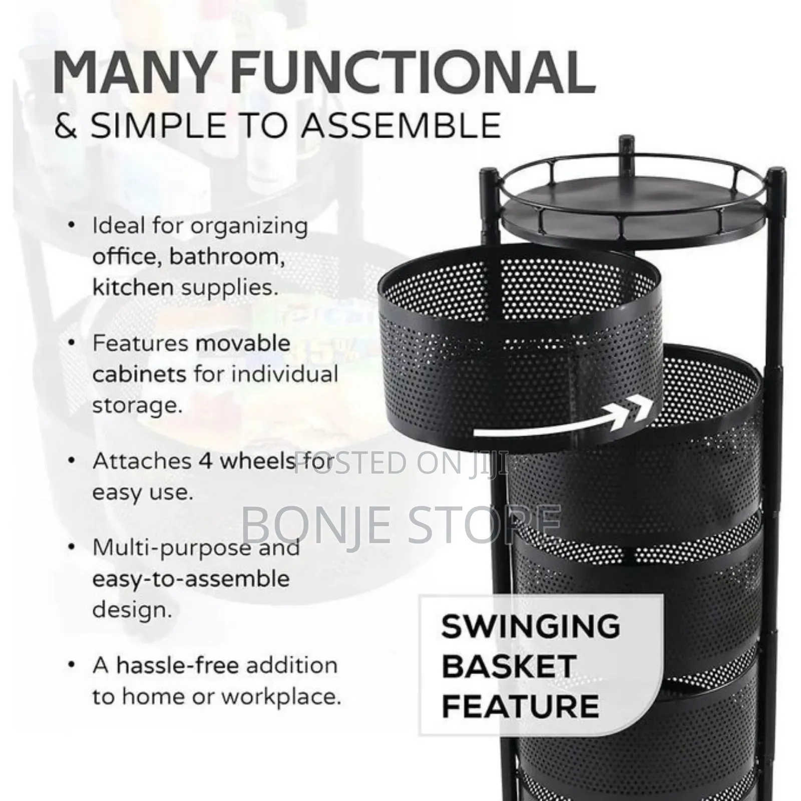 5 Layer Round Shape Kitchen Storage Rack, Rotating Rack, Fruit Basket