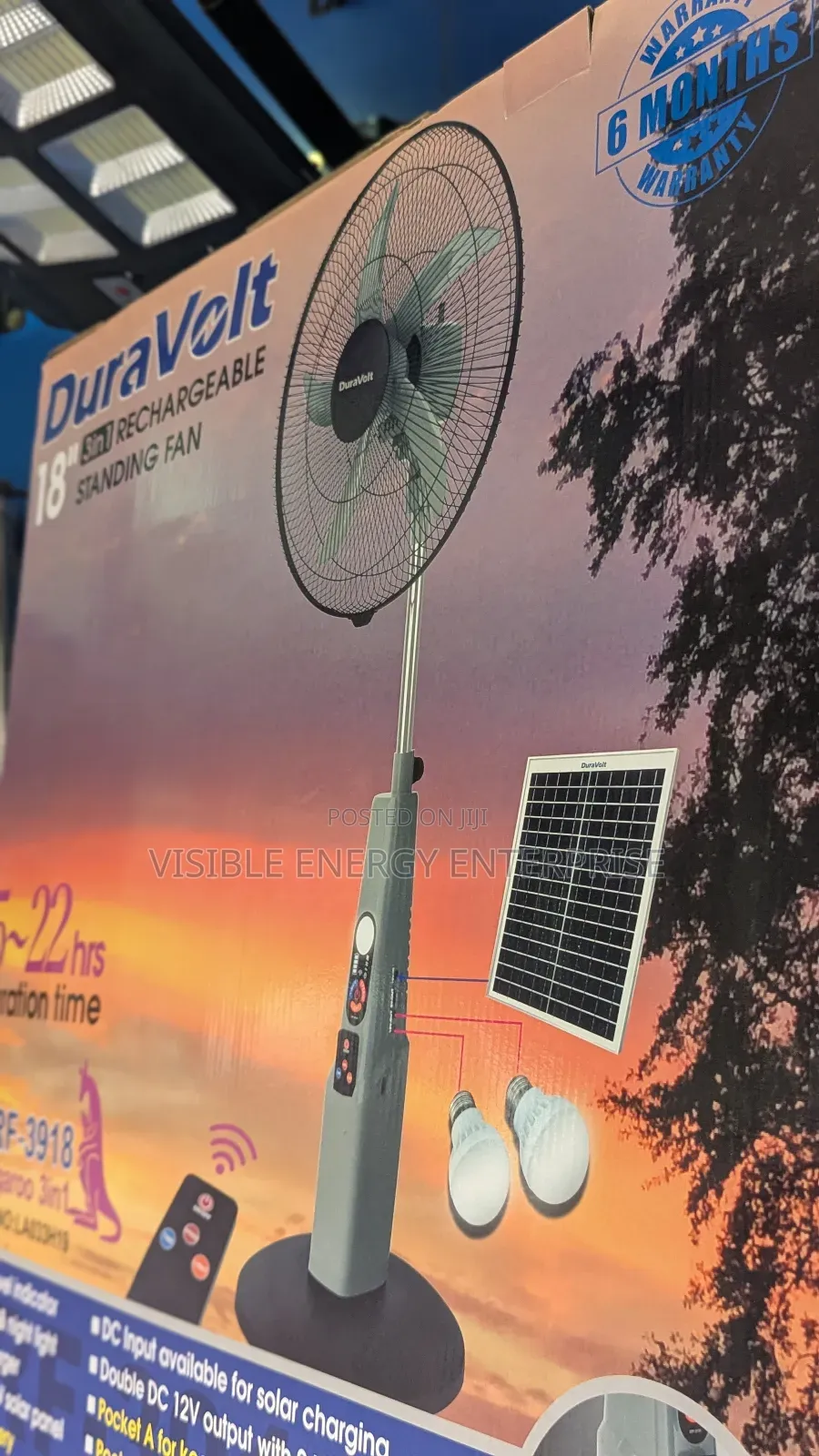Duravolt 18" 3-in-1 Rechargeable Standing Fan (Model DRF-3918)