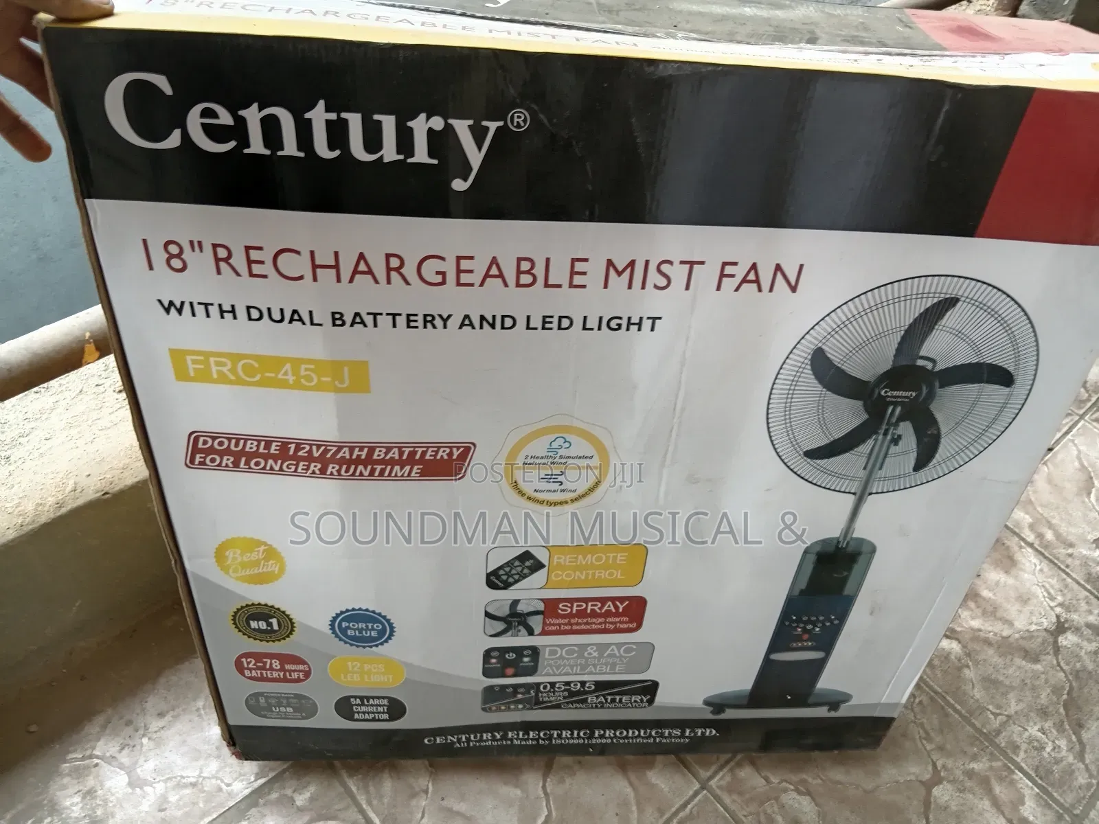 Century Rechargeable Mist Fan FRC-45-J