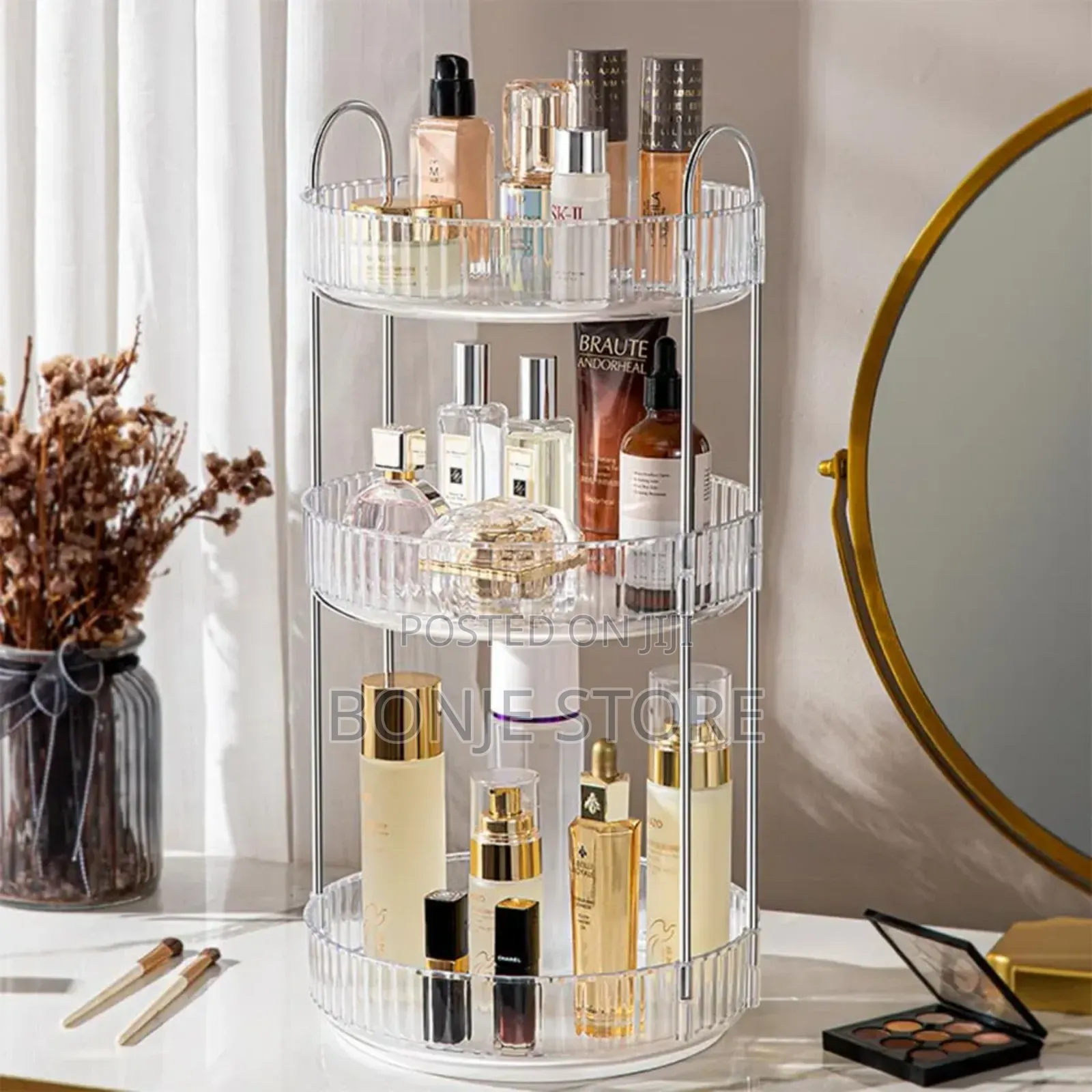 3 Tiers, Large Capacity Skin Care Transparent Makeup Storage Organizer