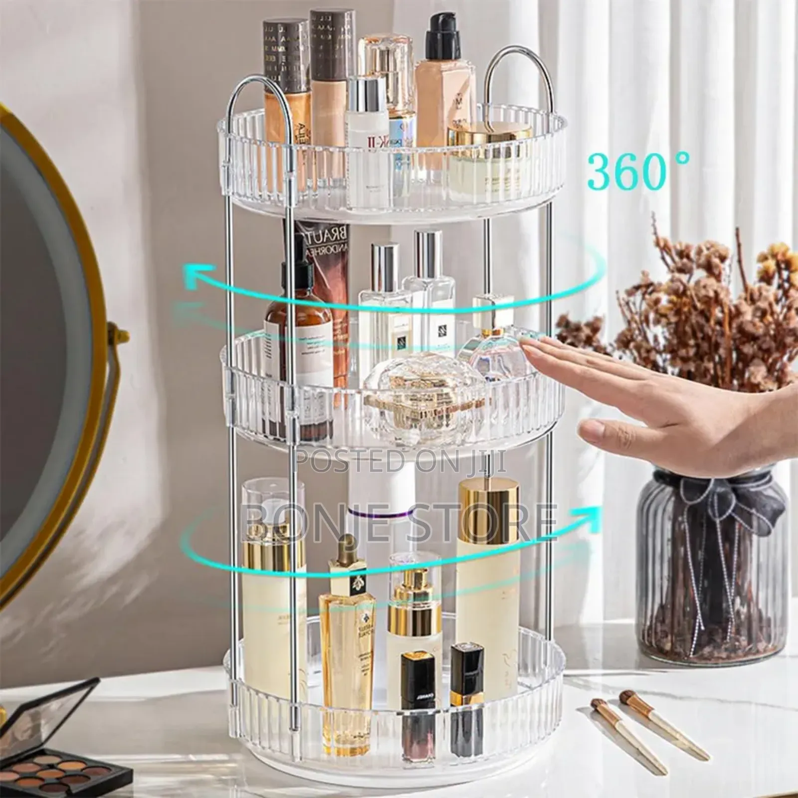 3 Tiers, Large Capacity Skin Care Transparent Makeup Storage Organizer