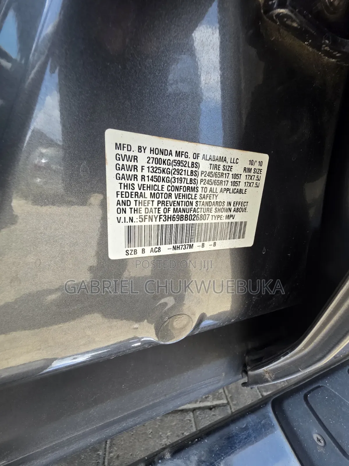 Honda Pilot Touring w/RES/Navi 4WD (3.5L 6cyl 5A) 2011 Gray