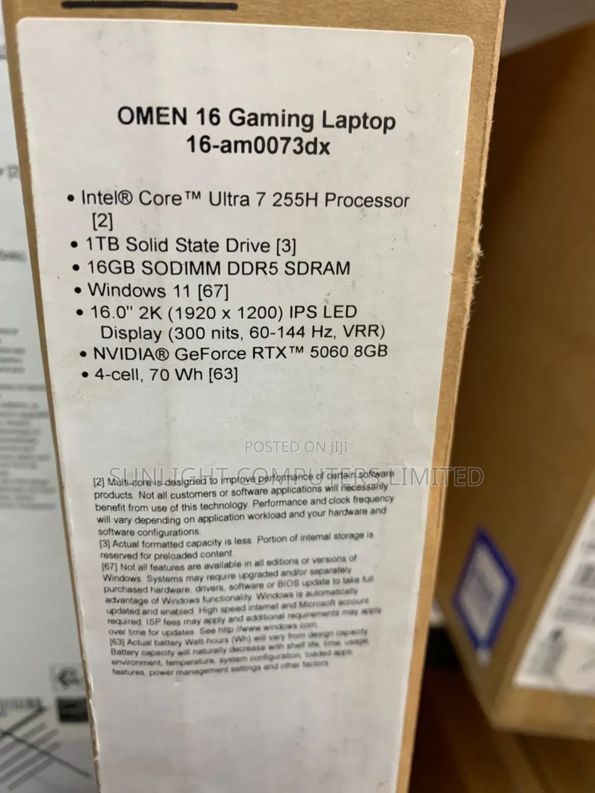 New Laptop HP Omen Slim 16GB Intel Core Ultra 7 SSD 1T