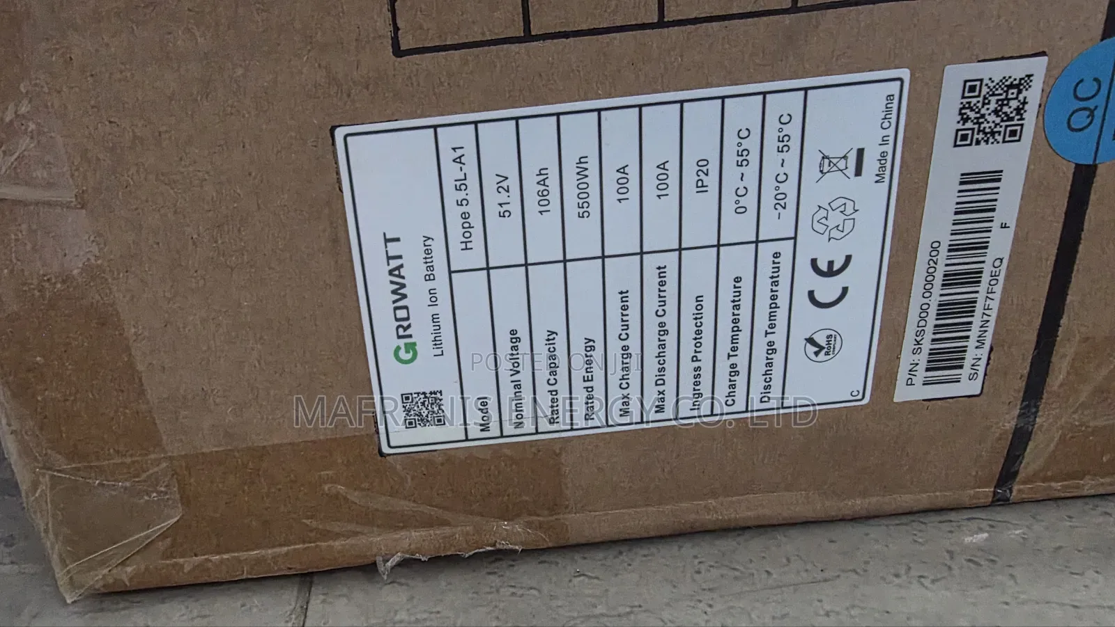 5.5kwh 48v Growatt Solar Lithium Ion Battery