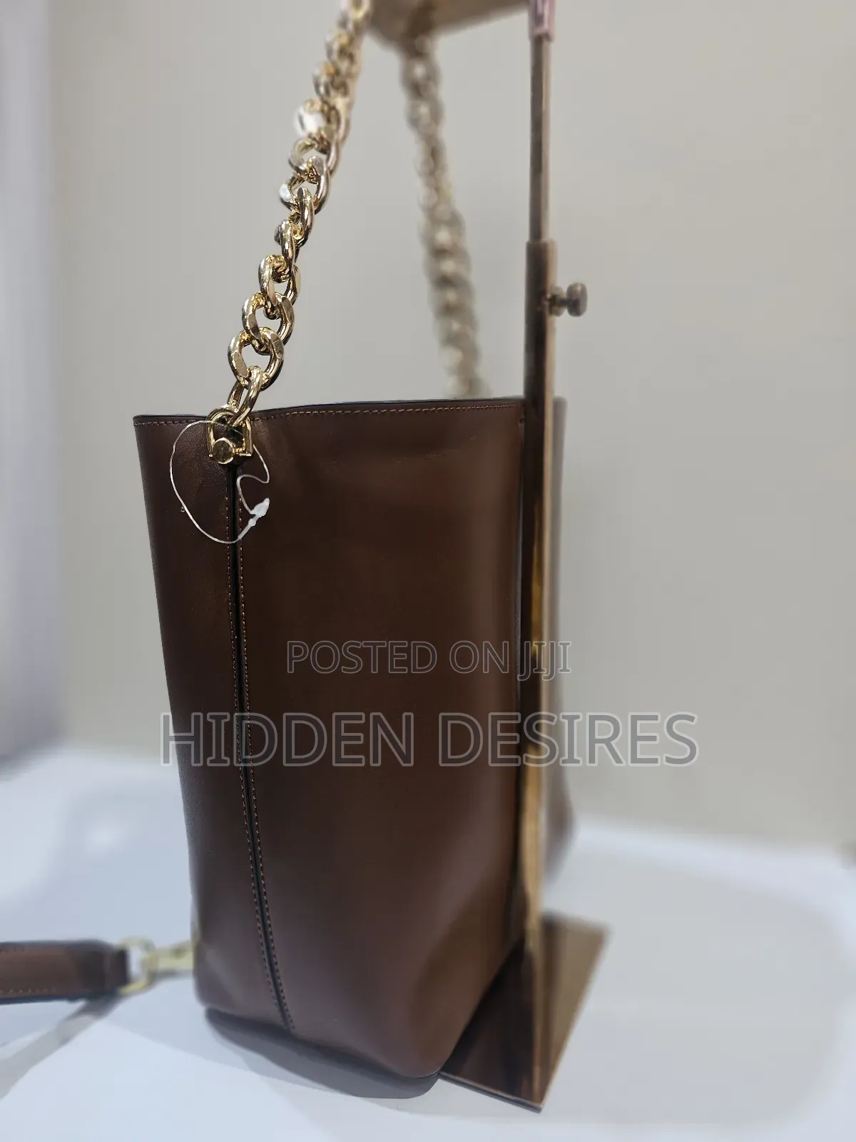 H Buckle, 3 Detachable Strap Bag- Brown