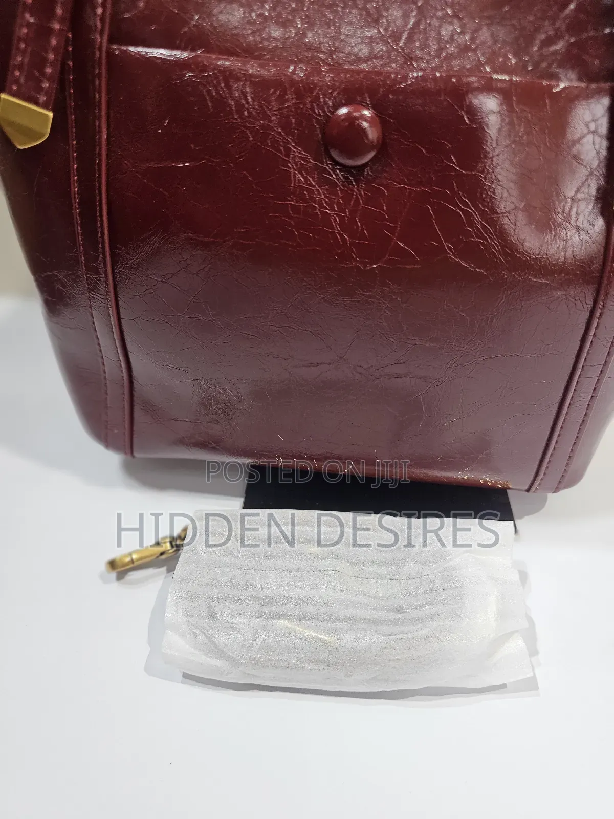 Cute Crinkled Leather Shoulder Bag- Wine