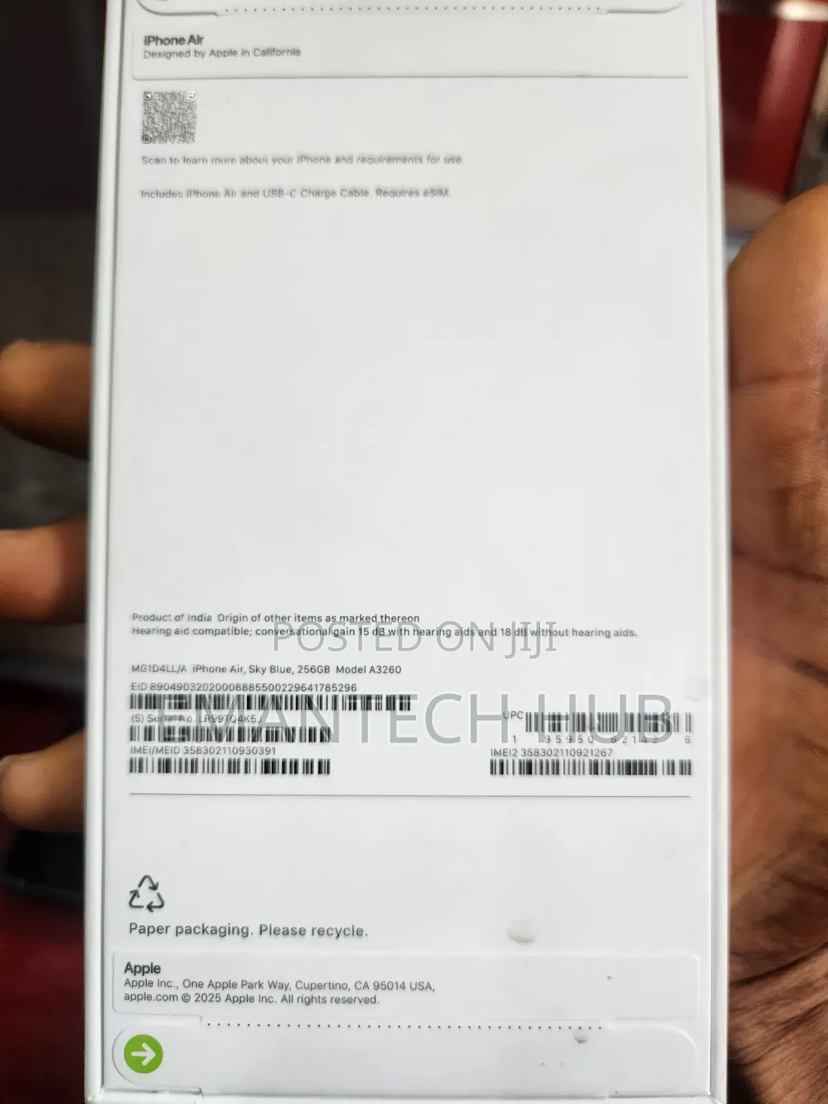 New Apple iPhone Air 256 GB Blue