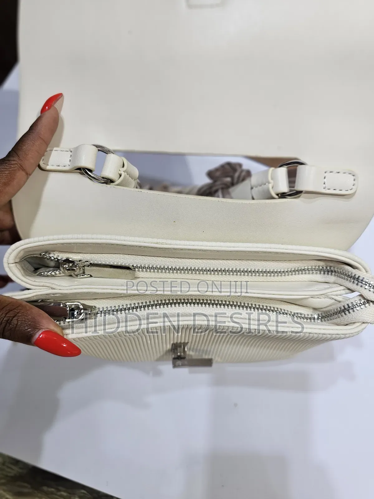 Off White Top Handle Bag With Scarf Detail