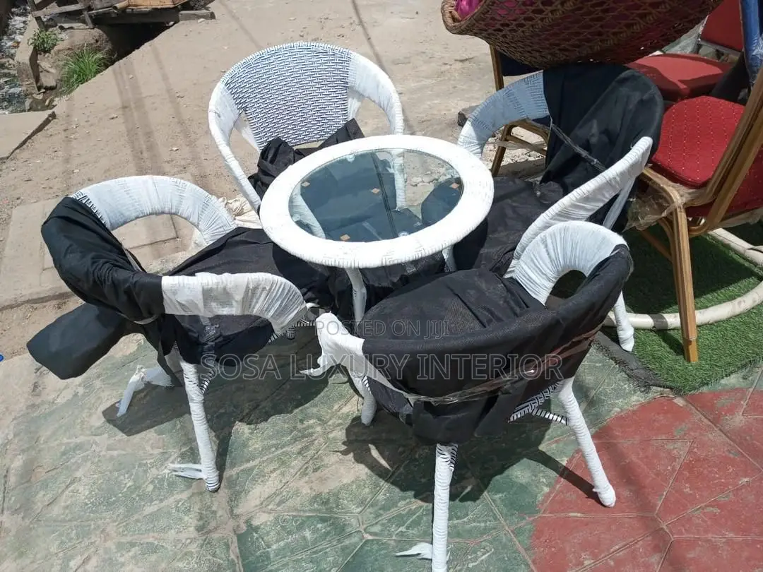 Brand New 4-Piece White Wicker Patio Set With Glass Table
