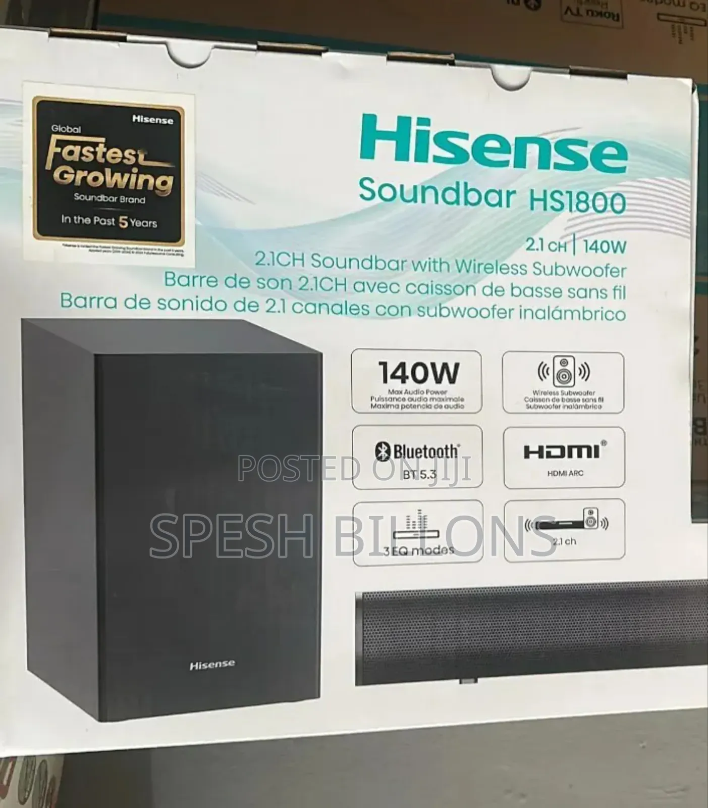 Hisense Original Soundbar 140watts, Excellent Sound Bass Wit Subwoofer