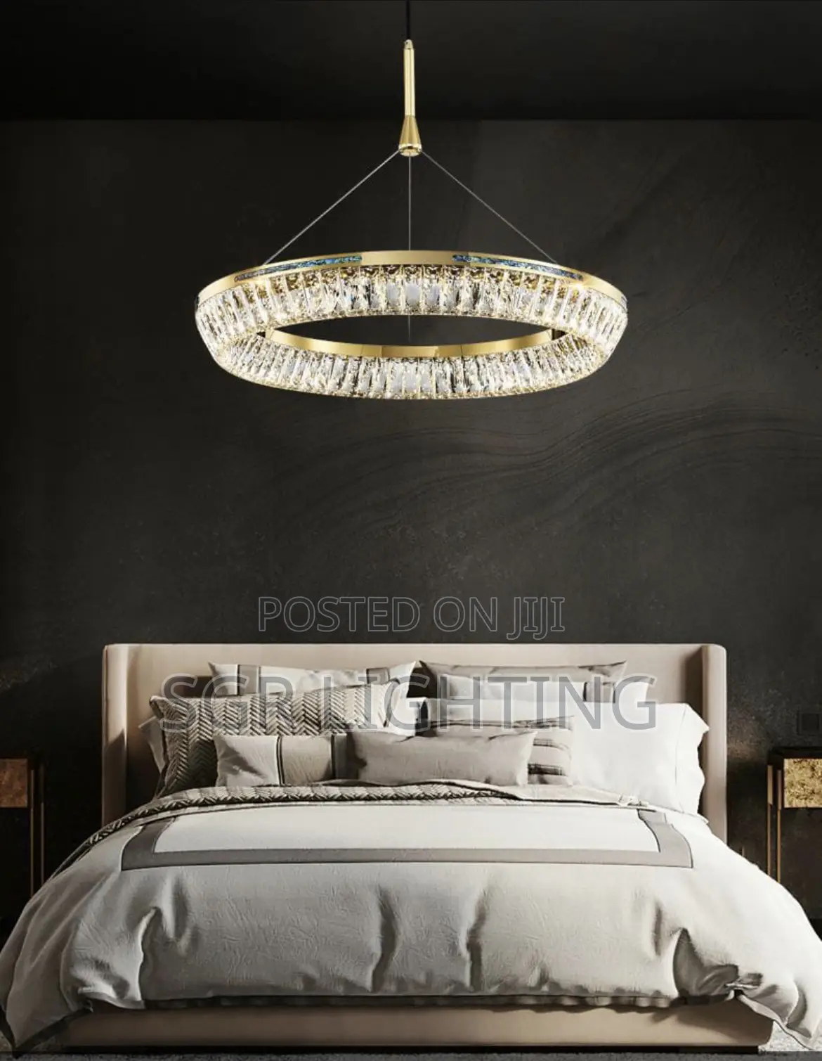 Art Deco Round 3 Layer Led Dimmable Silver Gold Crystal Lamparas
