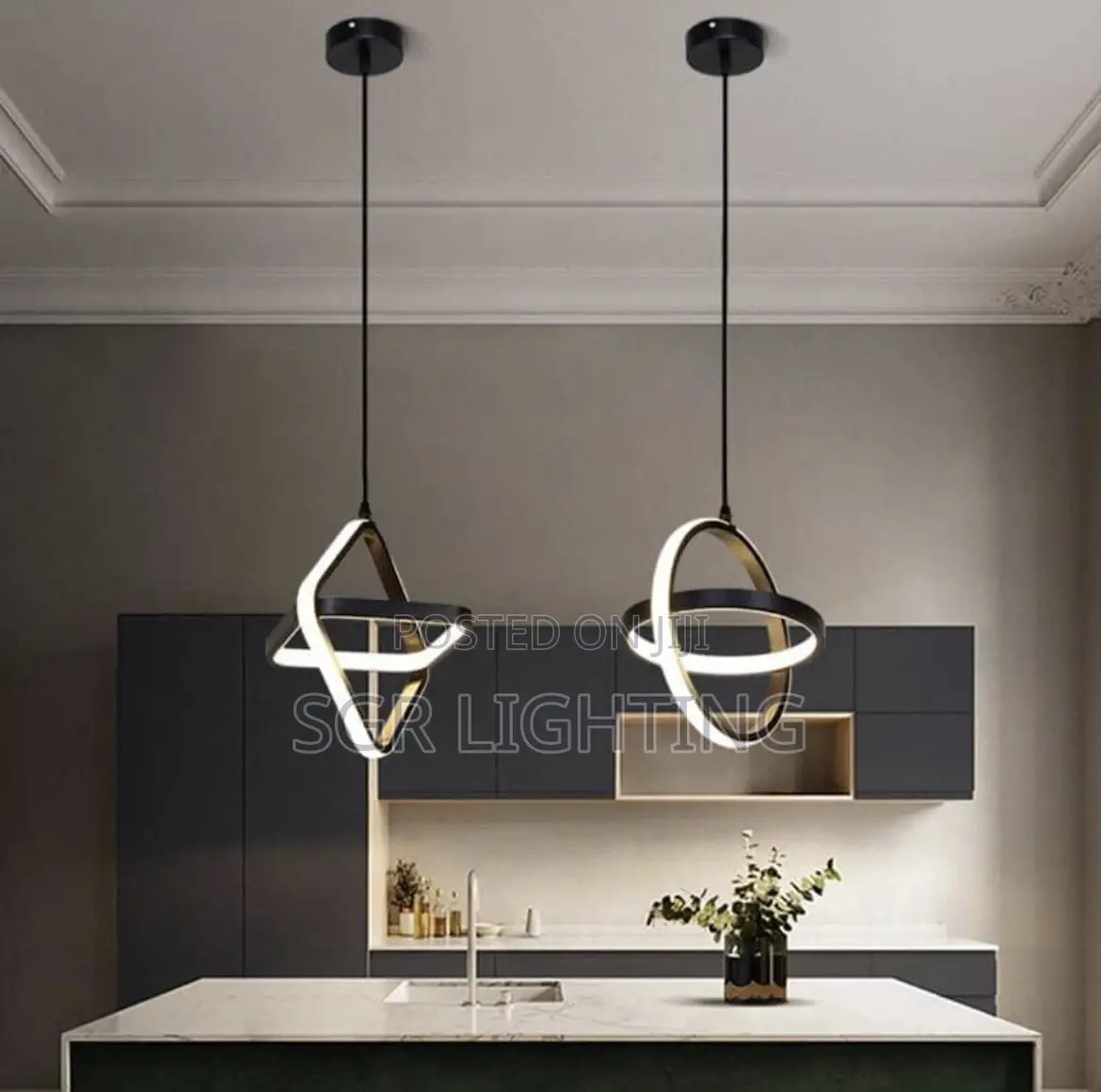 Modern Black Led Pendant Light Minimalist Chandelier for Dining Room