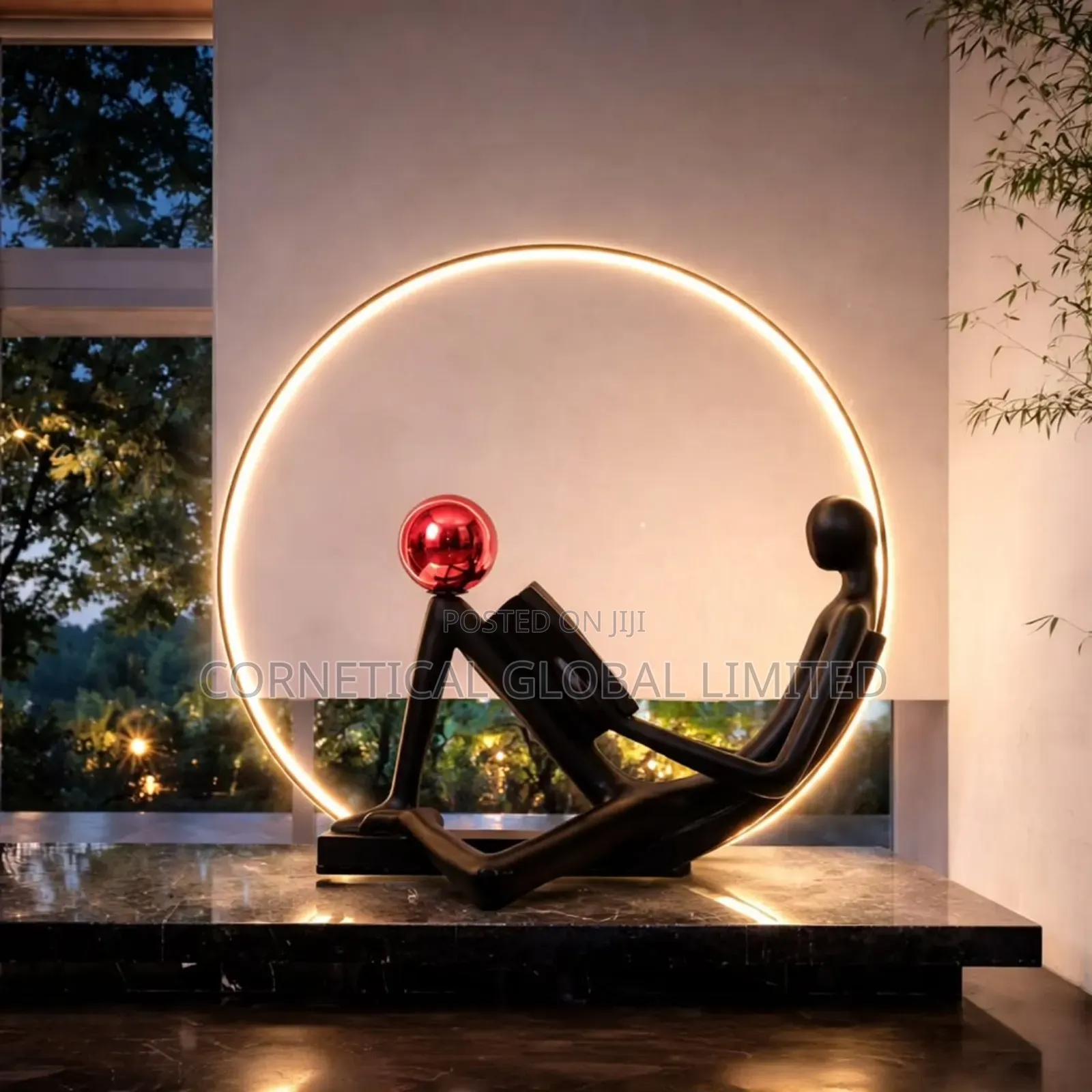 Luxury Human Sculpture Led Ring Lamp