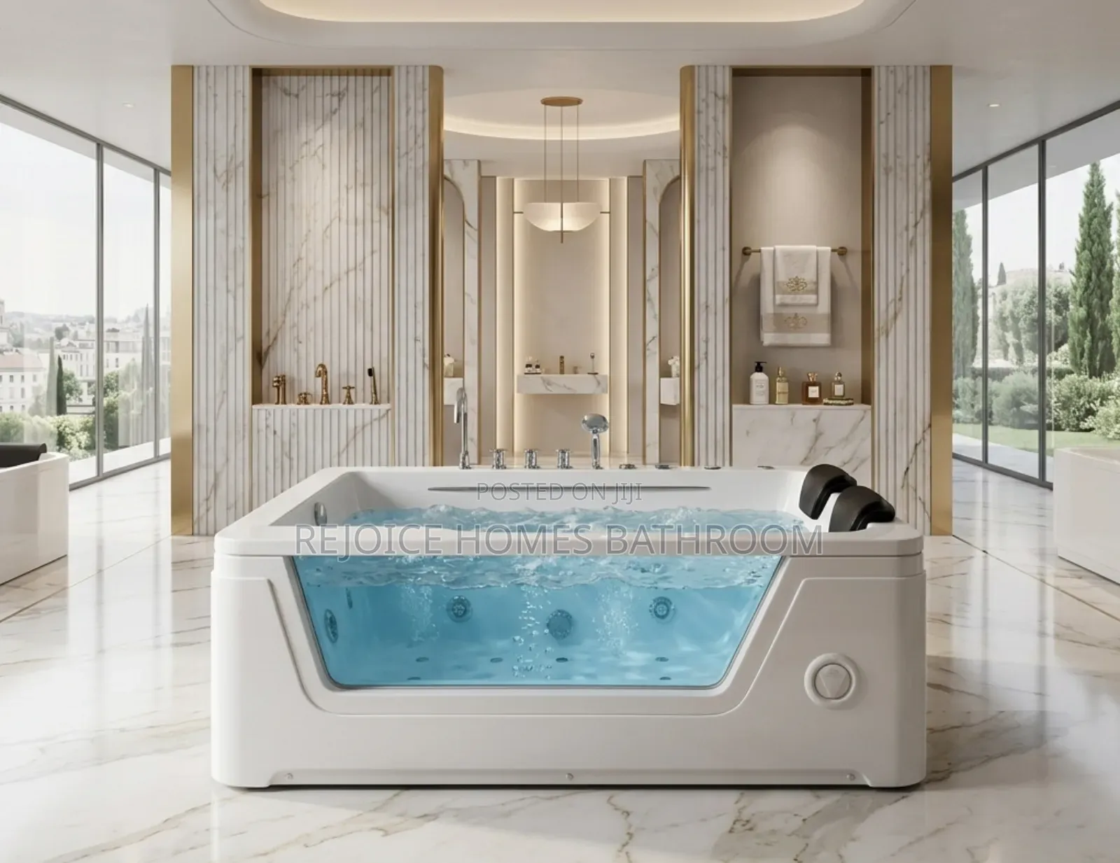 Luxury Glass-Front Double Person Hydro-Massage Jacuzzi Bathtub