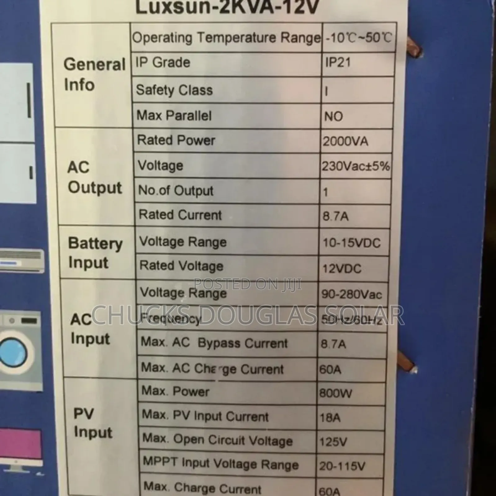 Luxsun 2kva 12v Hybrid Inverter