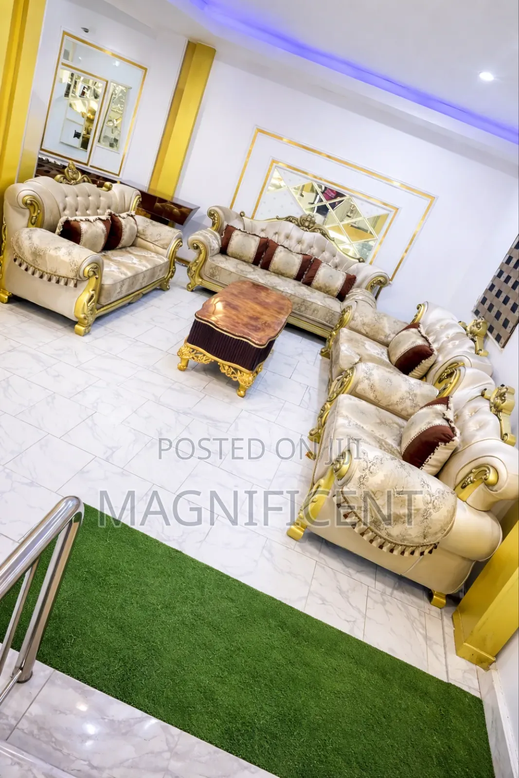 Premium Royal Living Room Sofa Set – Luxury Classic Gold Design