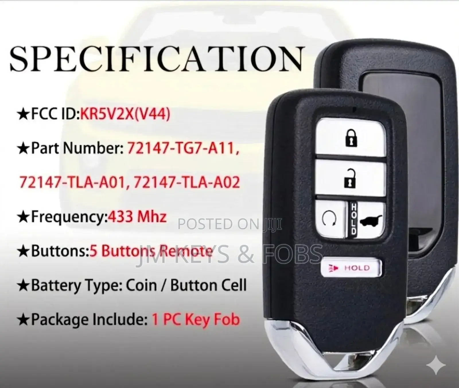 Smart Keyless Fob Replacement for Honda Pilot
