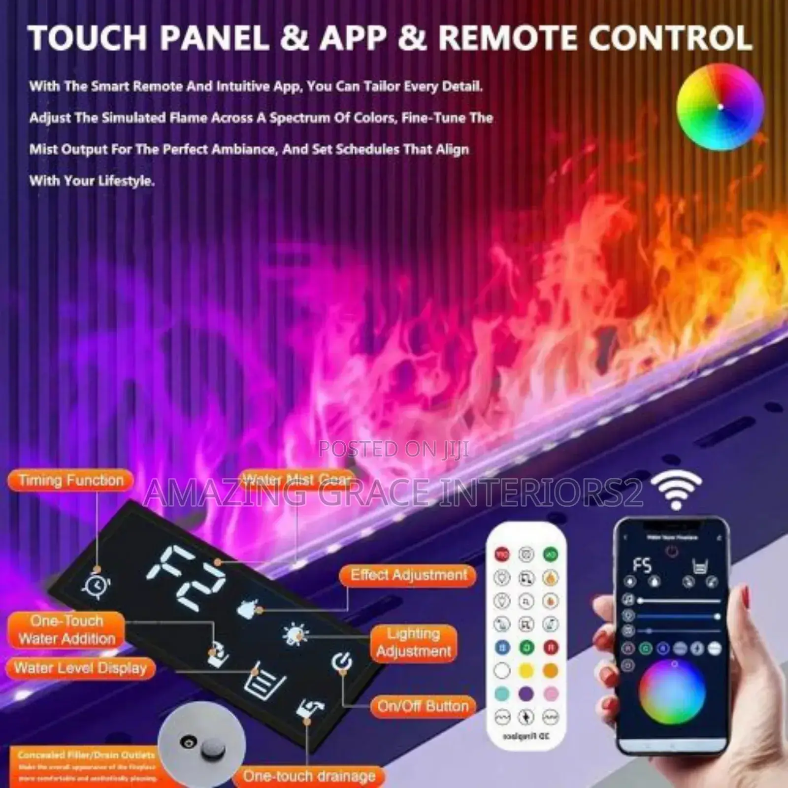 Modern Electric 3d Water Vapor Fireplace- 1mtr