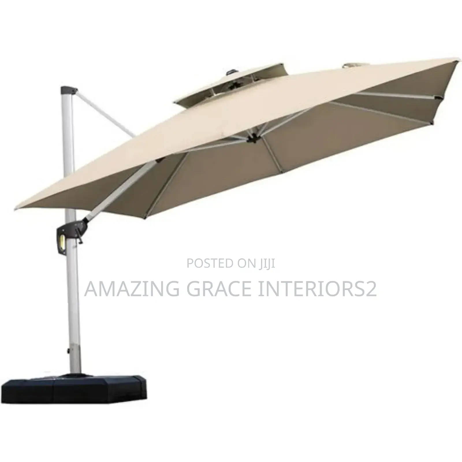 360 Degree Rotation Patio Solar Umbrella - Khaki