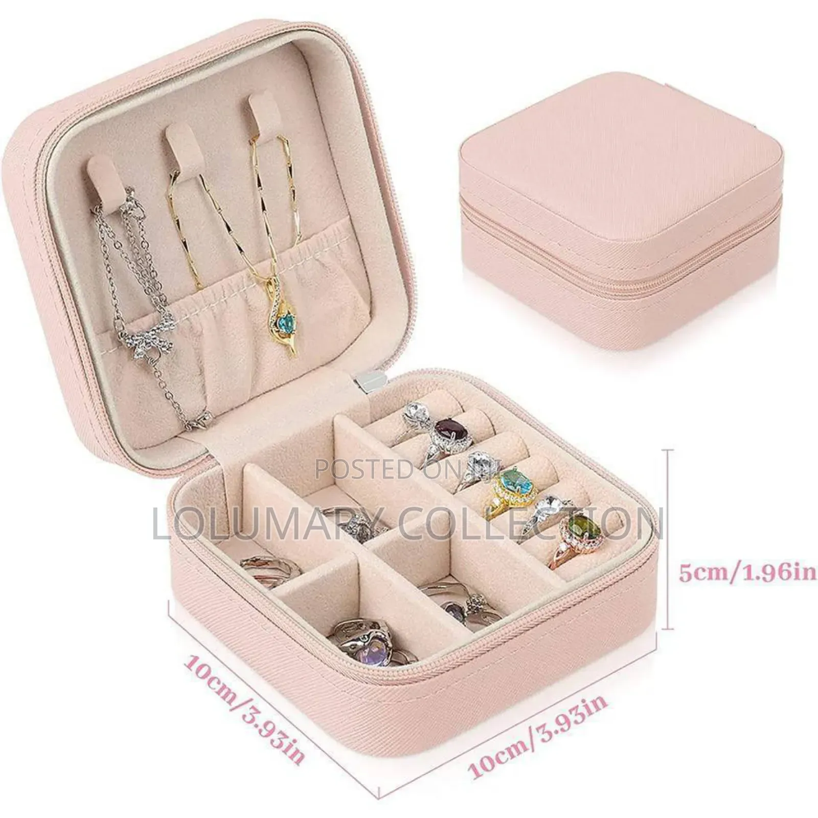 Portable Jewelry Leather Box – Square Travel Jewelry Organizer