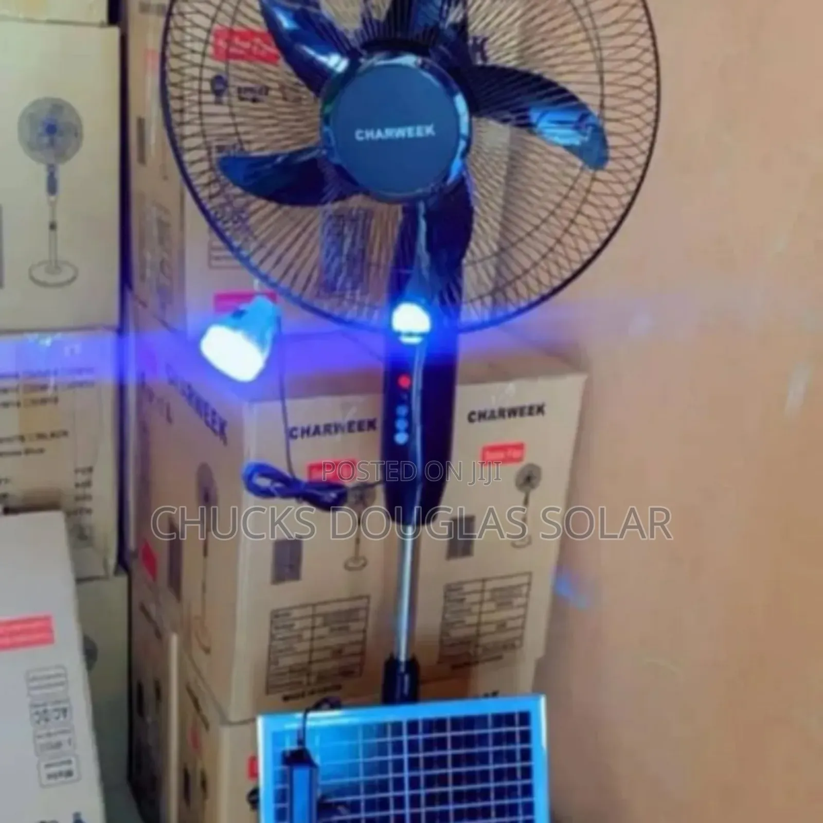 Charweek 16inches Rechargeable Solar Fan