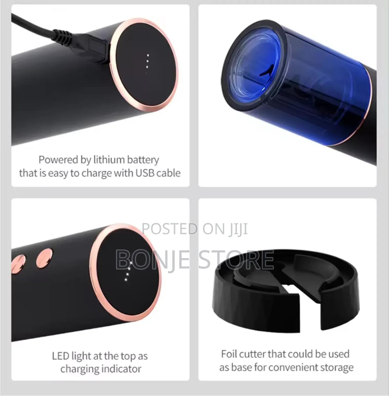Automatic Multifunctional Usb Rechargeable Electric Wine Bottle Opener