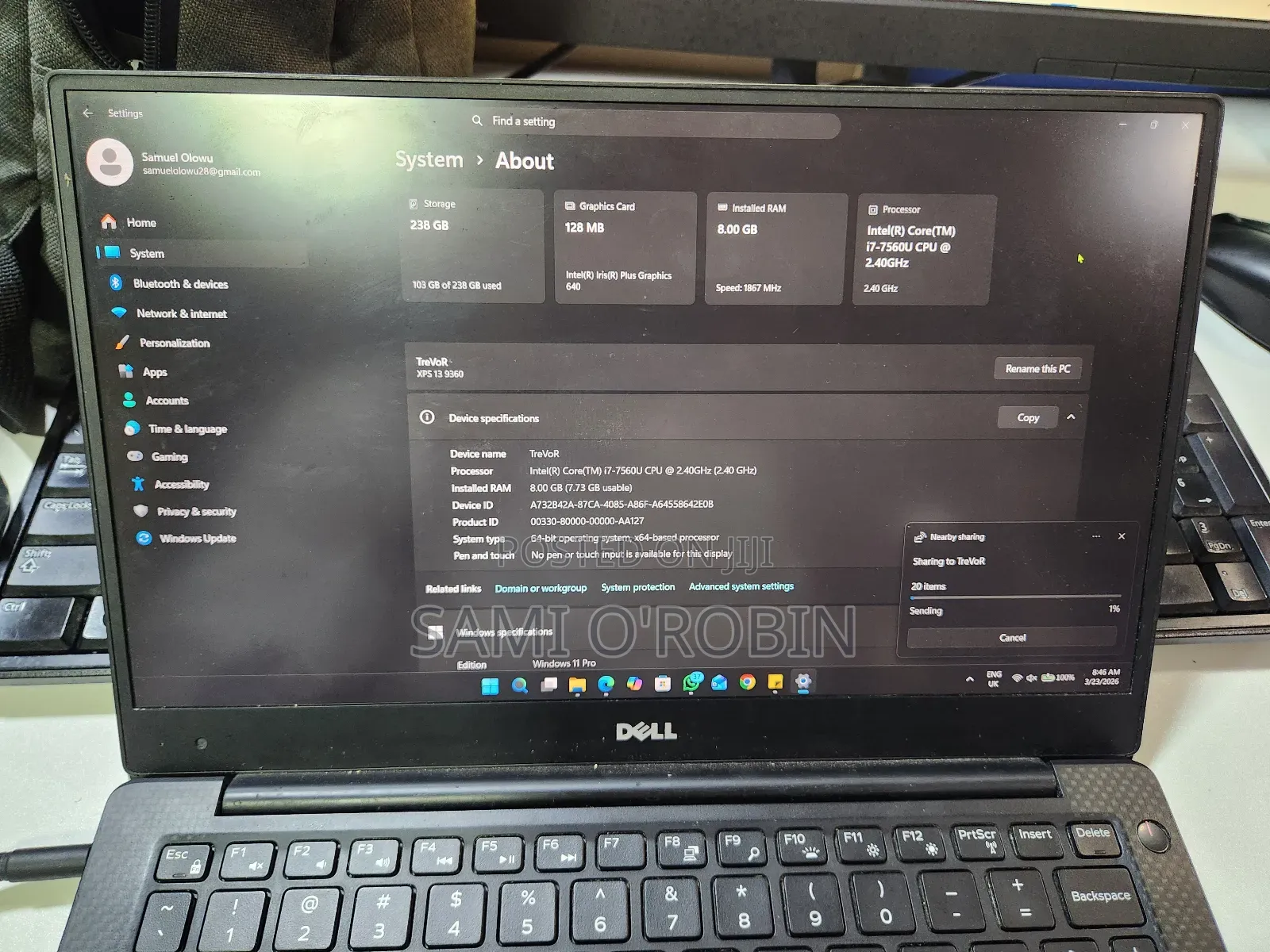 Laptop Dell XPS 13 8GB Intel Core i7 SSD 256GB