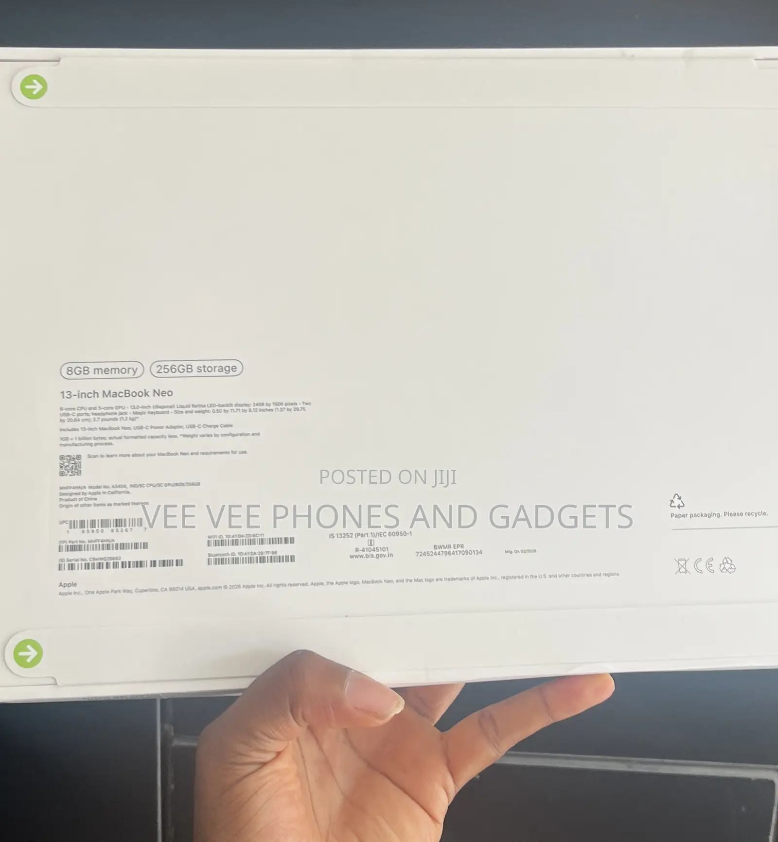 New Laptop Apple MacBook Neo 2026 8GB SSD 256GB