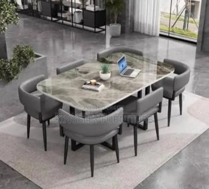 Marble Square Dining Table With 6 Chairs